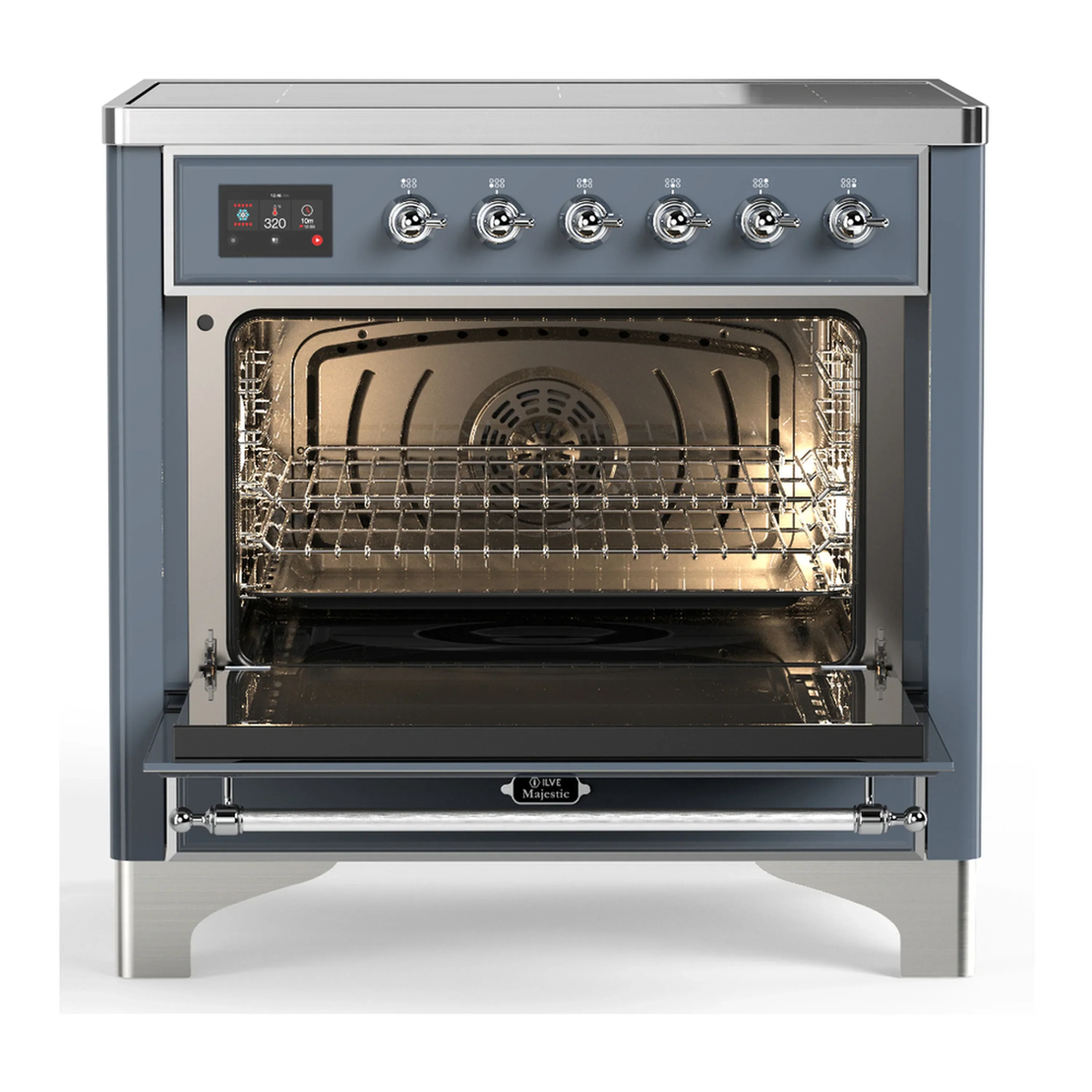 ILVE Majestic III 36-Inch Induction Range with 6 Induction Elements and Triple Glass Door Electric Oven in Blue Grey with Chrome Trim (UMIB36NR3BGC) - Image 4