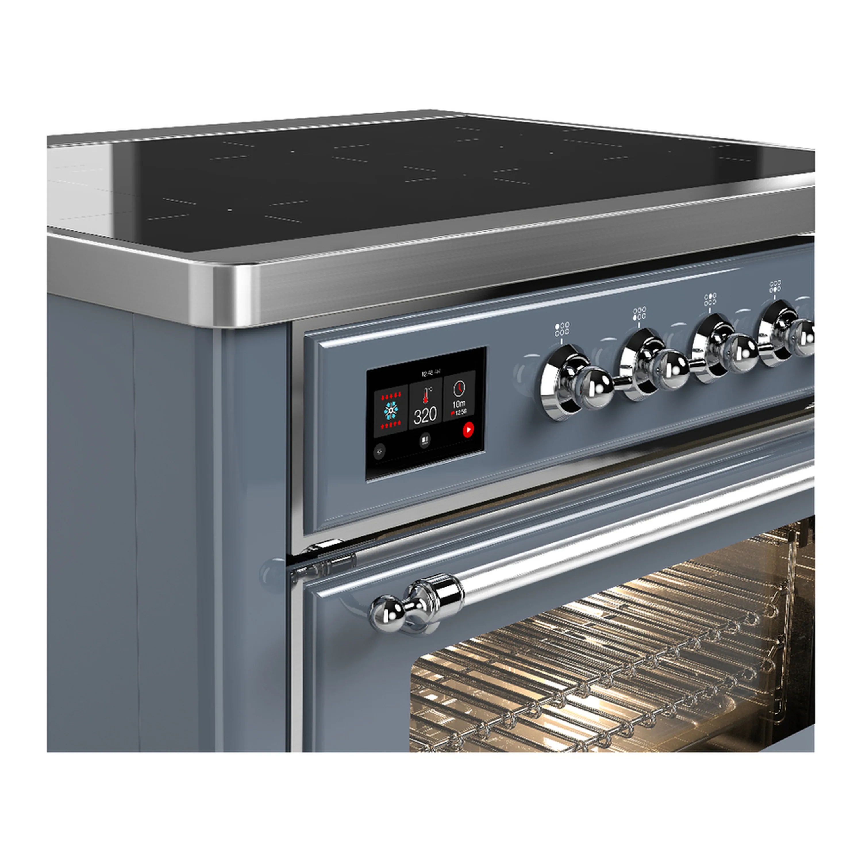 ILVE Majestic III 36-Inch Induction Range with 6 Induction Elements and Triple Glass Door Electric Oven in Blue Grey with Chrome Trim (UMIB36NR3BGC) - Image 5
