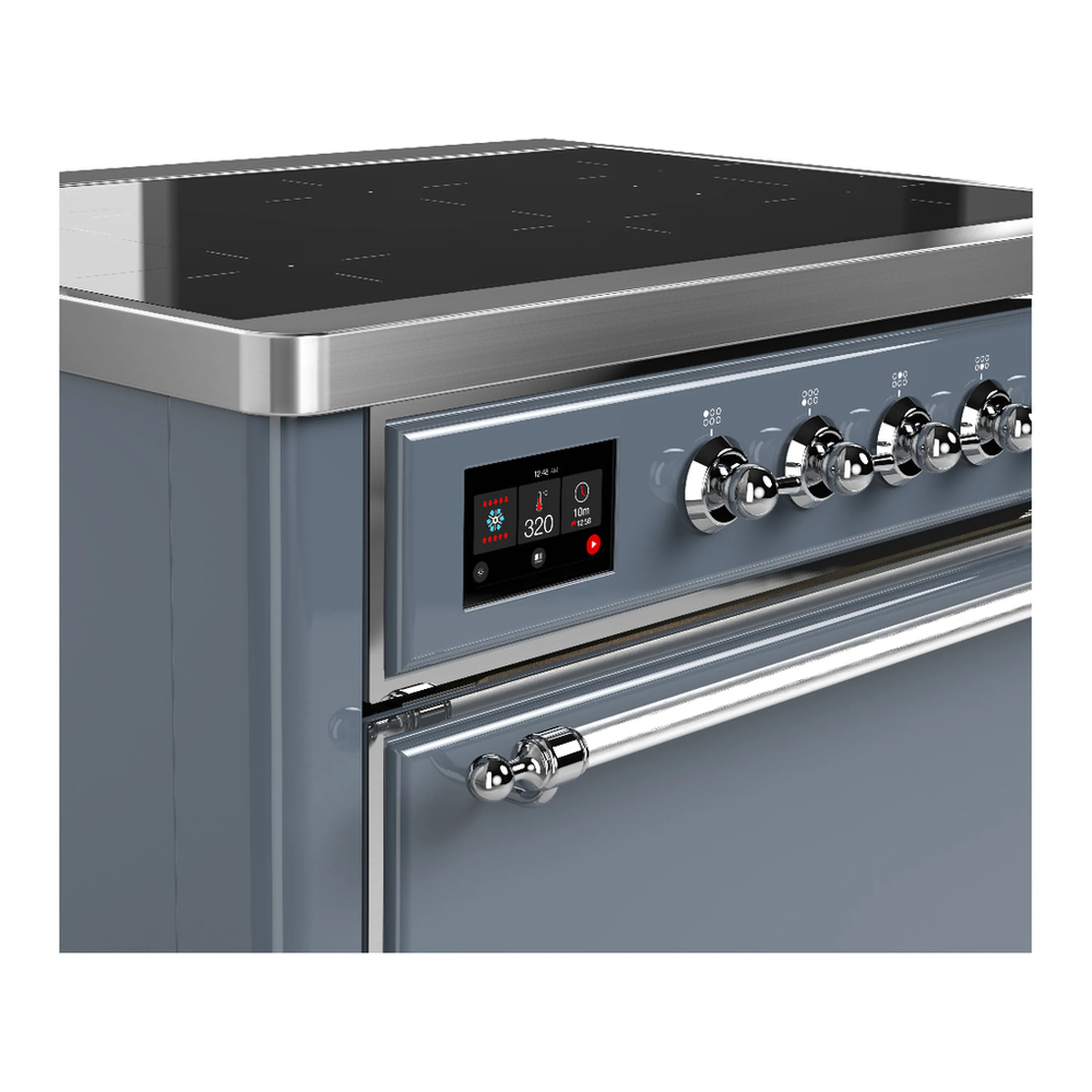 ILVE Majestic III 36-Inch Induction Range with 6 Induction Elements and Solid Door Electric Oven in Blue Grey with Chrome Trim (UMIB36QNR3BGC) - Image 5
