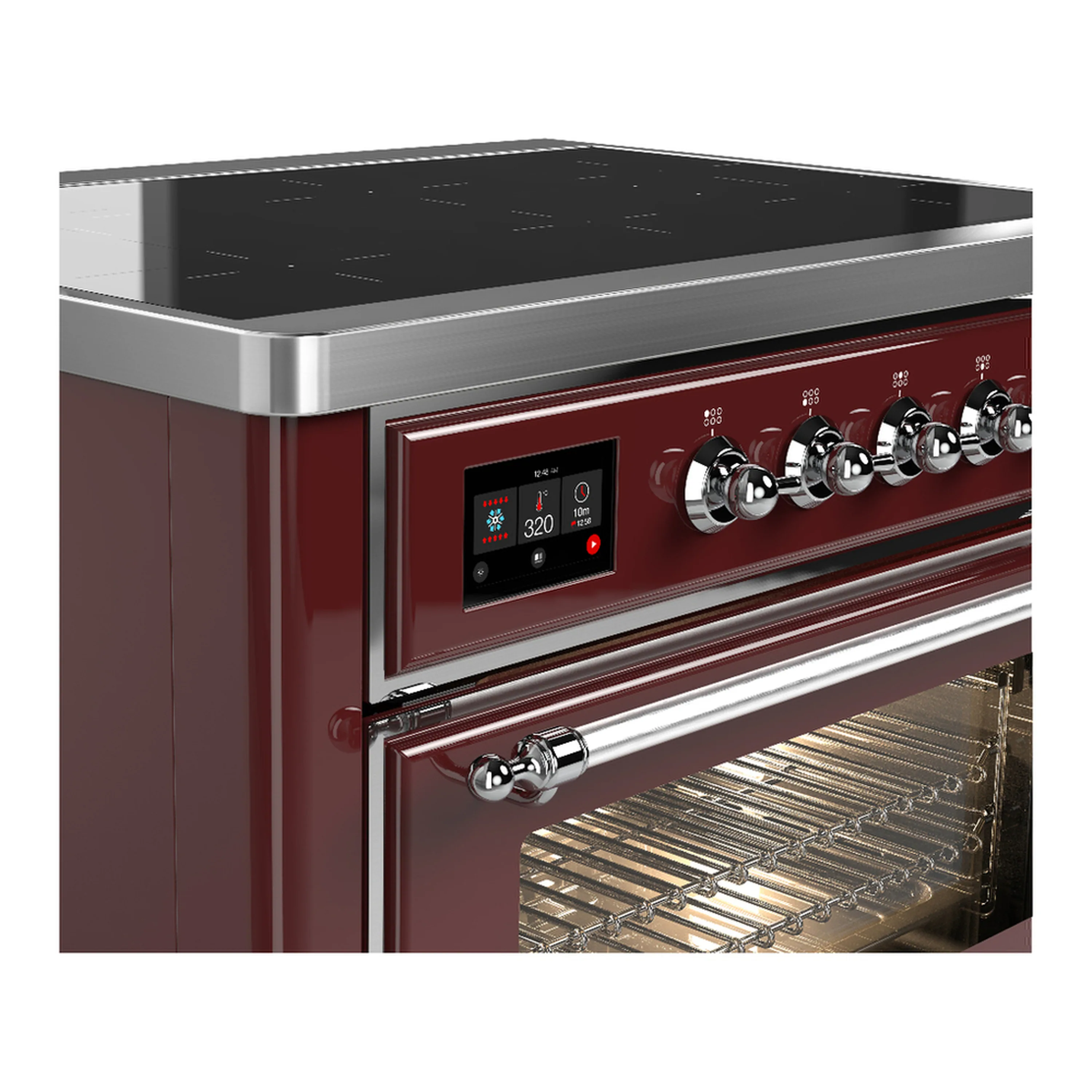 ILVE Majestic III 36-Inch Induction Range with 6 Induction Elements and Triple Glass Door Electric Oven in Burgundy with Chrome Trim (UMIB36NR3BUC) - Image 5