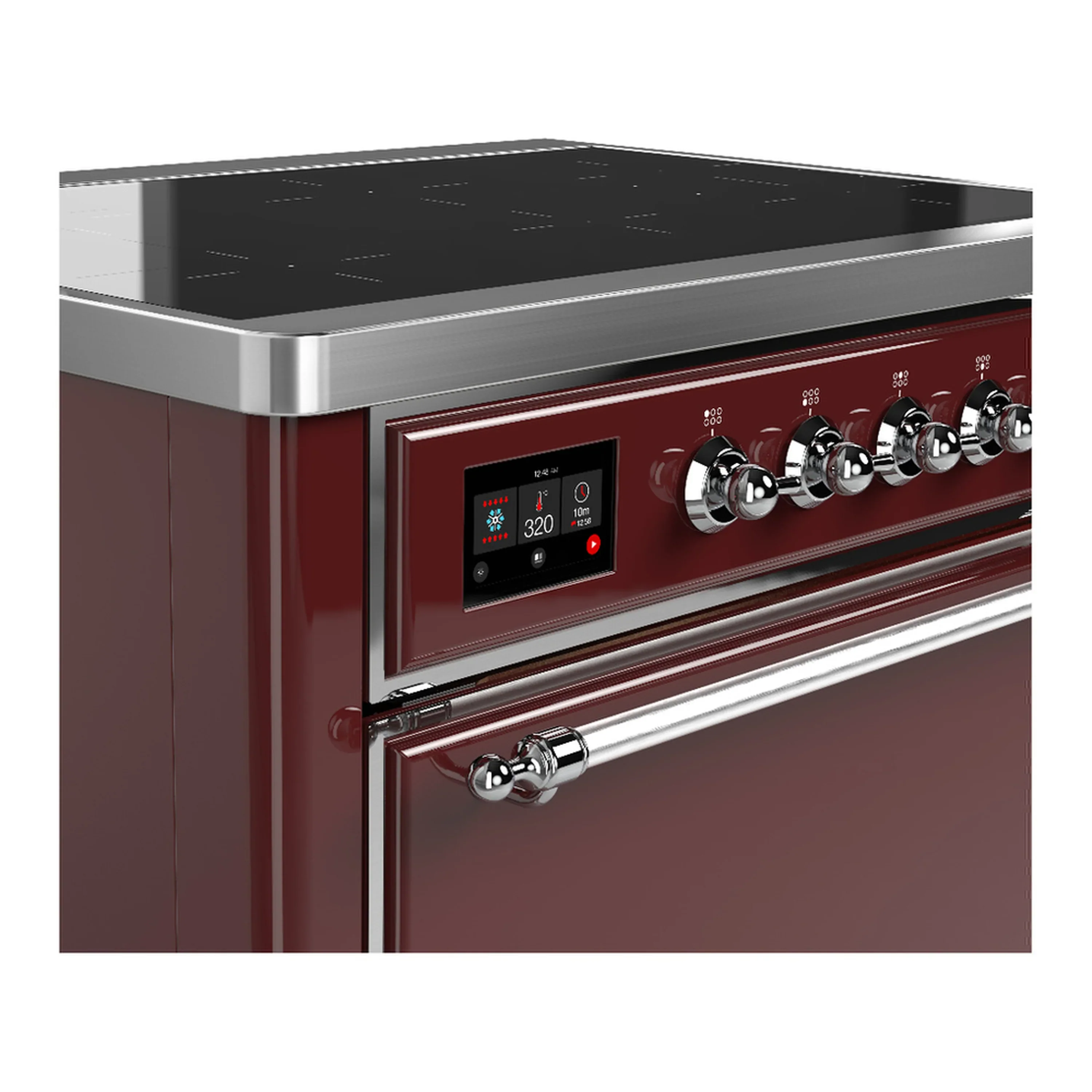 ILVE Majestic III 36-Inch Induction Range with 6 Induction Elements and Solid Door Electric Oven in Burgundy with Chrome Trim (UMIB36QNR3BUC) - Image 5
