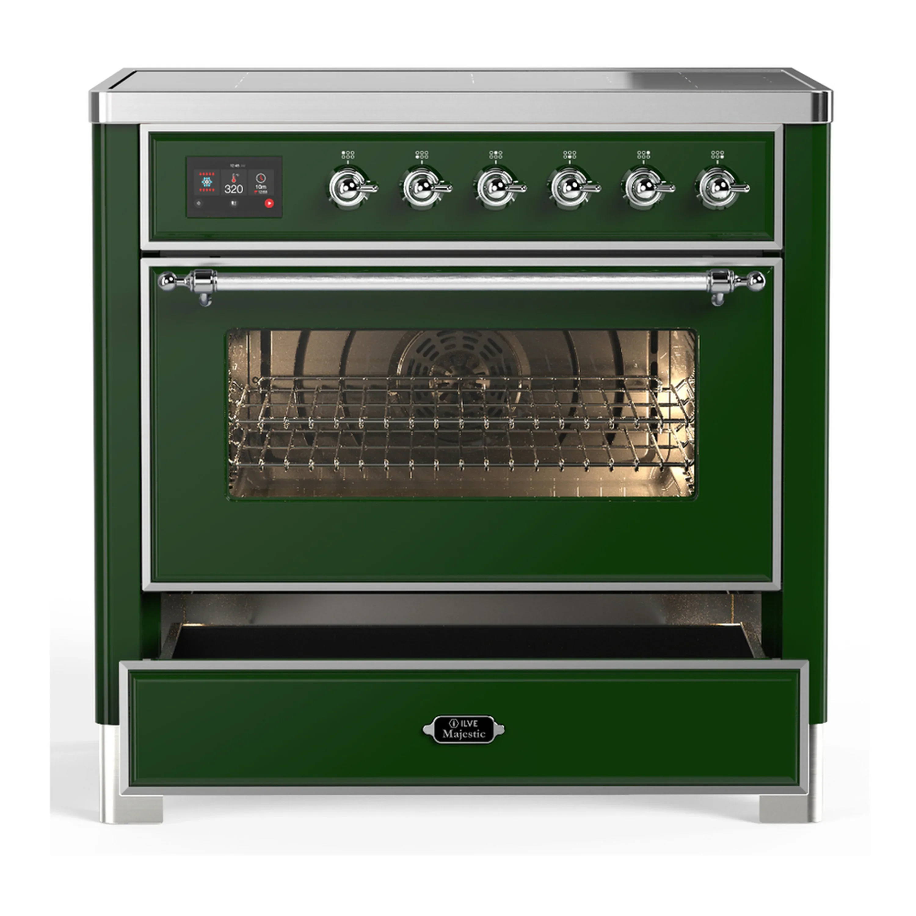 ILVE Majestic III 36-Inch Induction Range with 6 Induction Elements and Triple Glass Door Electric Oven in Emerald Green with Chrome Trim (UMIB36NR3EGC) - Image 3