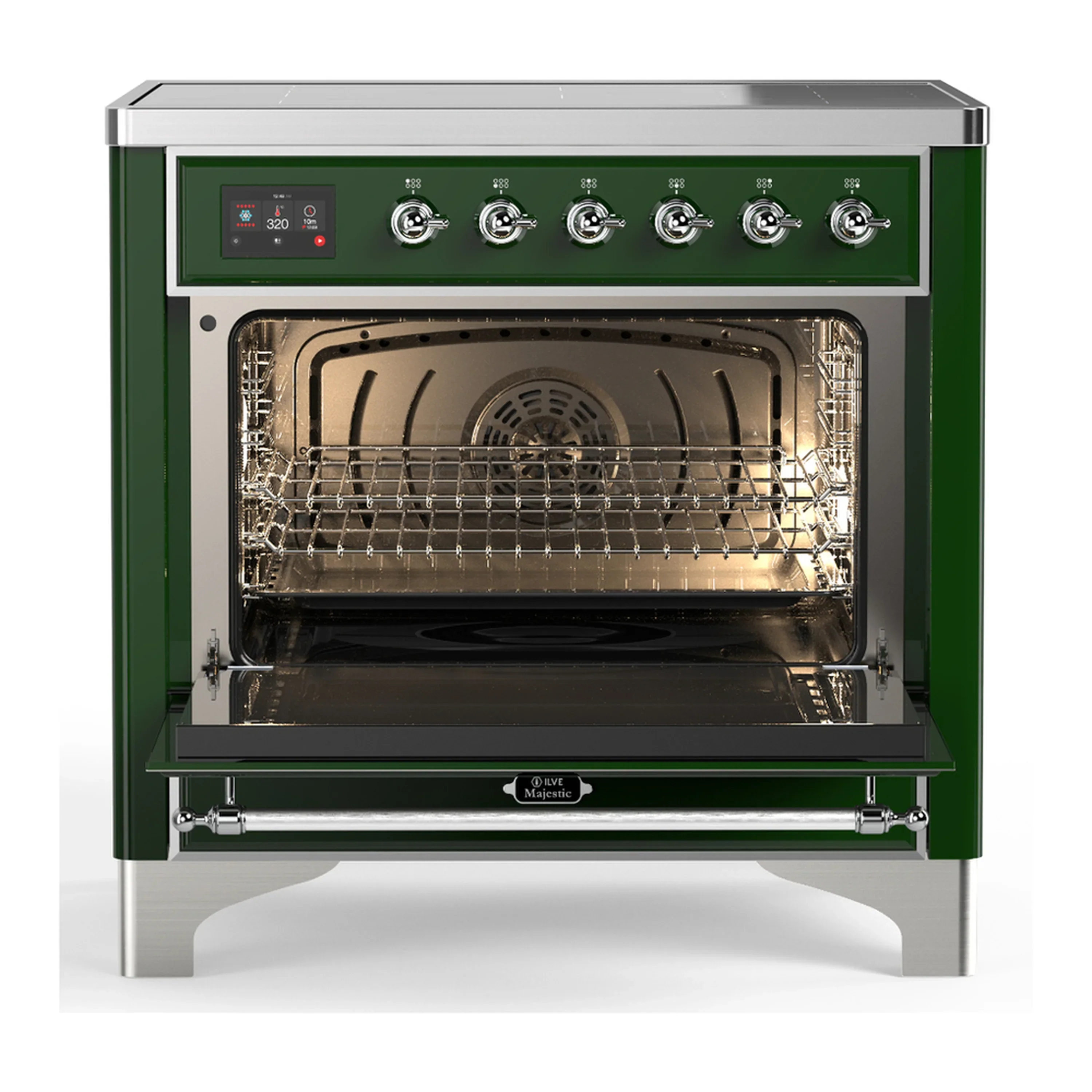 ILVE Majestic III 36-Inch Induction Range with 6 Induction Elements and Triple Glass Door Electric Oven in Emerald Green with Chrome Trim (UMIB36NR3EGC) - Image 4