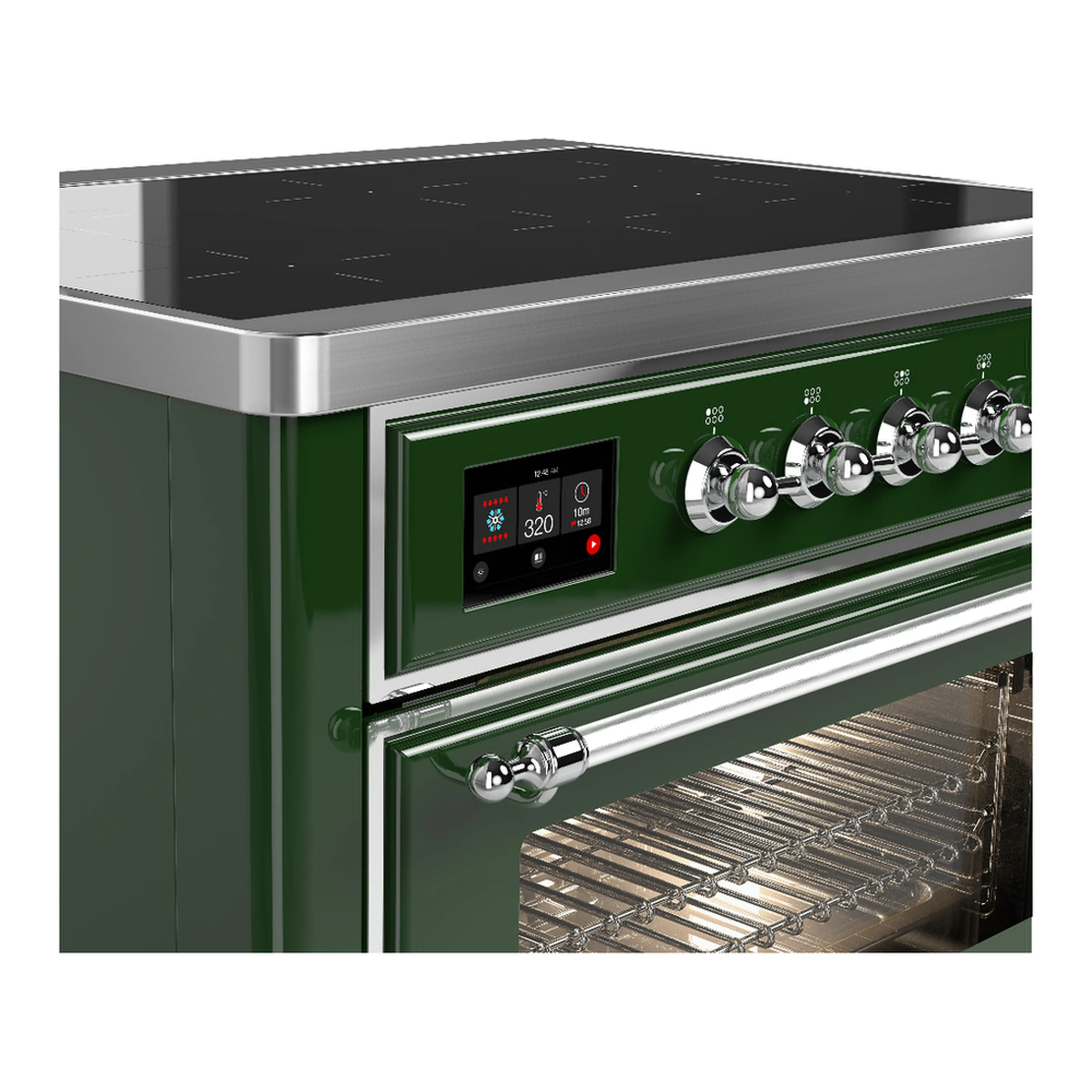 ILVE Majestic III 36-Inch Induction Range with 6 Induction Elements and Triple Glass Door Electric Oven in Emerald Green with Chrome Trim (UMIB36NR3EGC) - Image 5