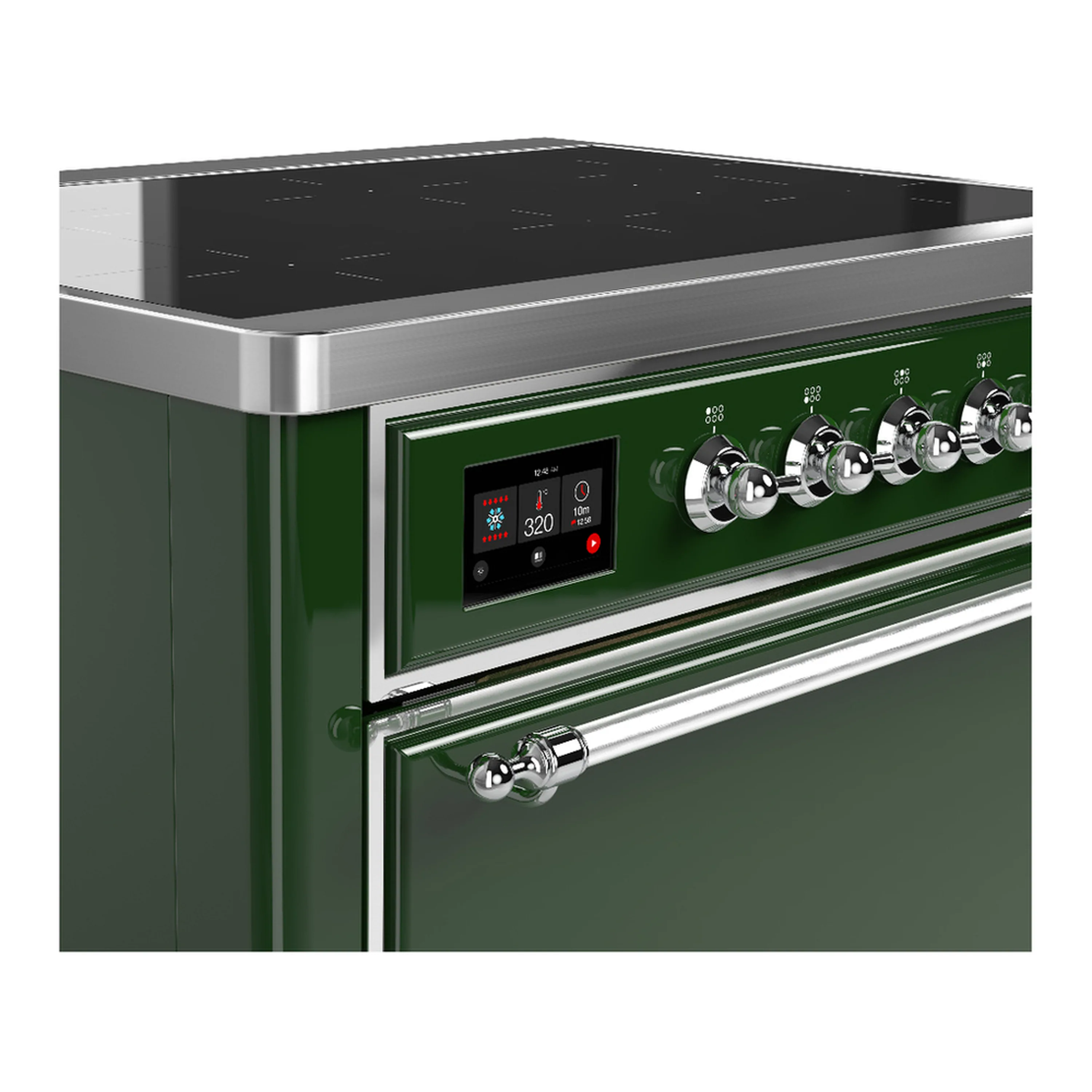 ILVE Majestic III 36-Inch Induction Range with 6 Induction Elements and Solid Door Electric Oven in Emerald Green with Chrome Trim (UMIB36QNR3EGC) - Image 5