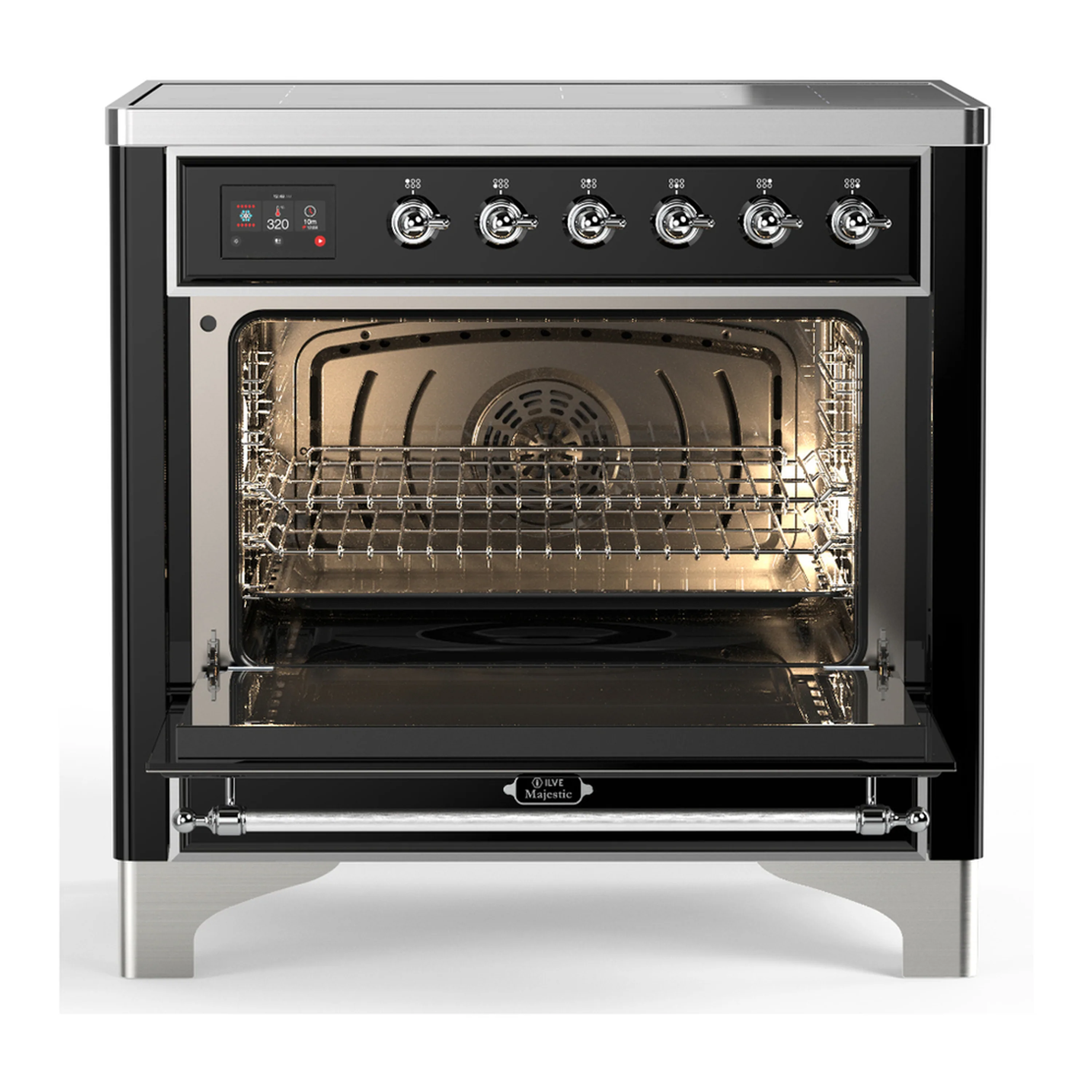ILVE Majestic III 36-Inch Induction Range with 6 Induction Elements and Triple Glass Door Electric Oven in Glossy Black with Chrome Trim (UMIB36NR3BKC) - Image 4