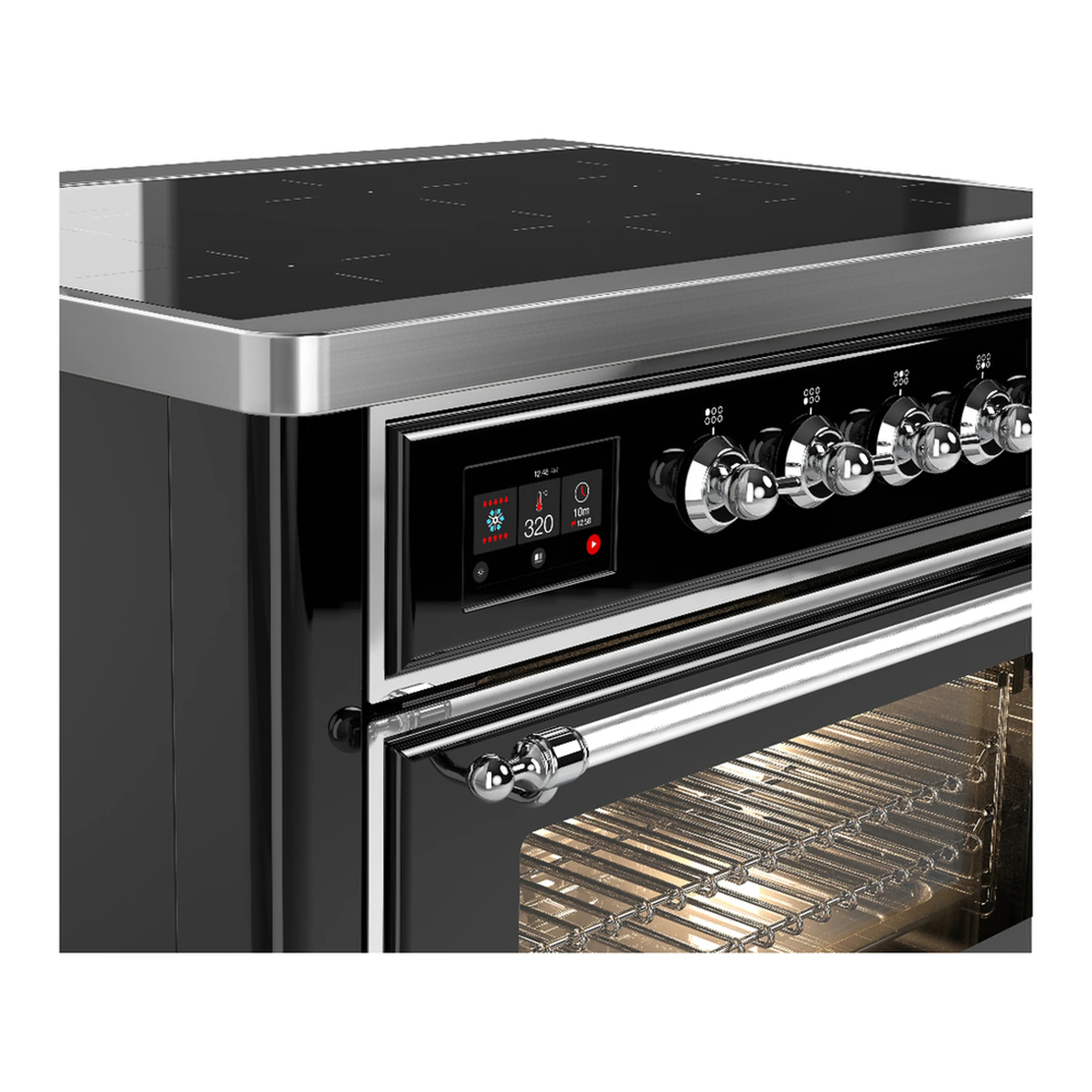 ILVE Majestic III 36-Inch Induction Range with 6 Induction Elements and Triple Glass Door Electric Oven in Glossy Black with Chrome Trim (UMIB36NR3BKC) - Image 5