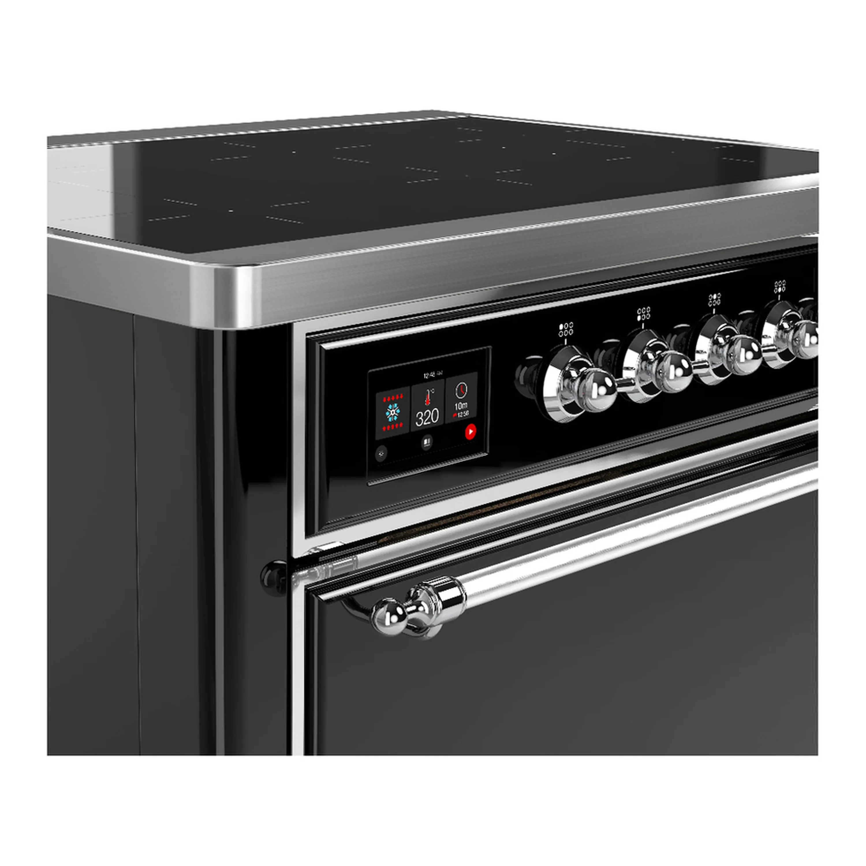 ILVE Majestic III 36-Inch Induction Range with 6 Induction Elements and Solid Door Electric Oven in Glossy Black with Chrome Trim (UMIB36QNR3BKC) - Image 5