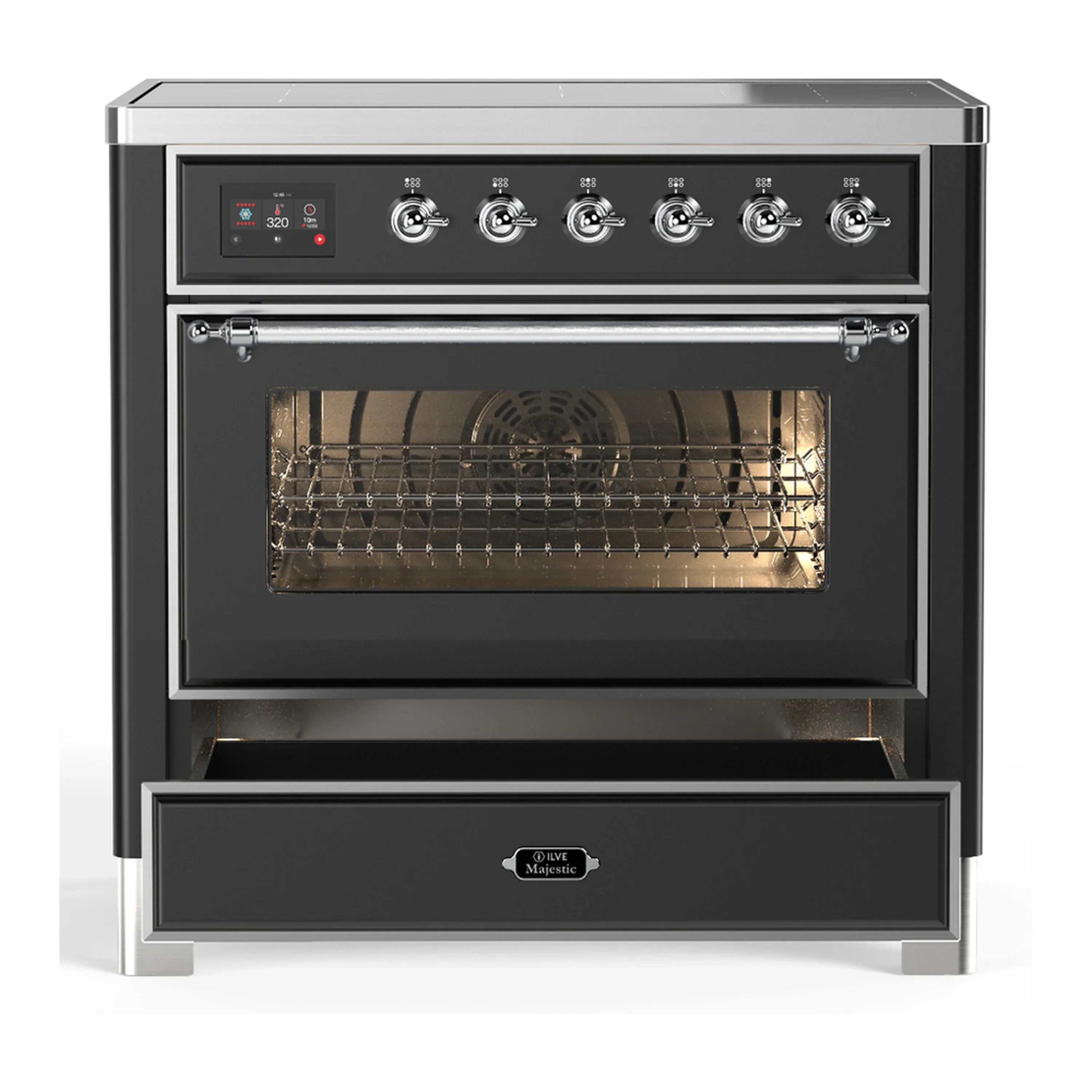 ILVE Majestic III 36-Inch Induction Range with 6 Induction Elements and Triple Glass Door Electric Oven in Matte Graphite with Chrome Trim (UMIB36NR3MGC) - Image 3
