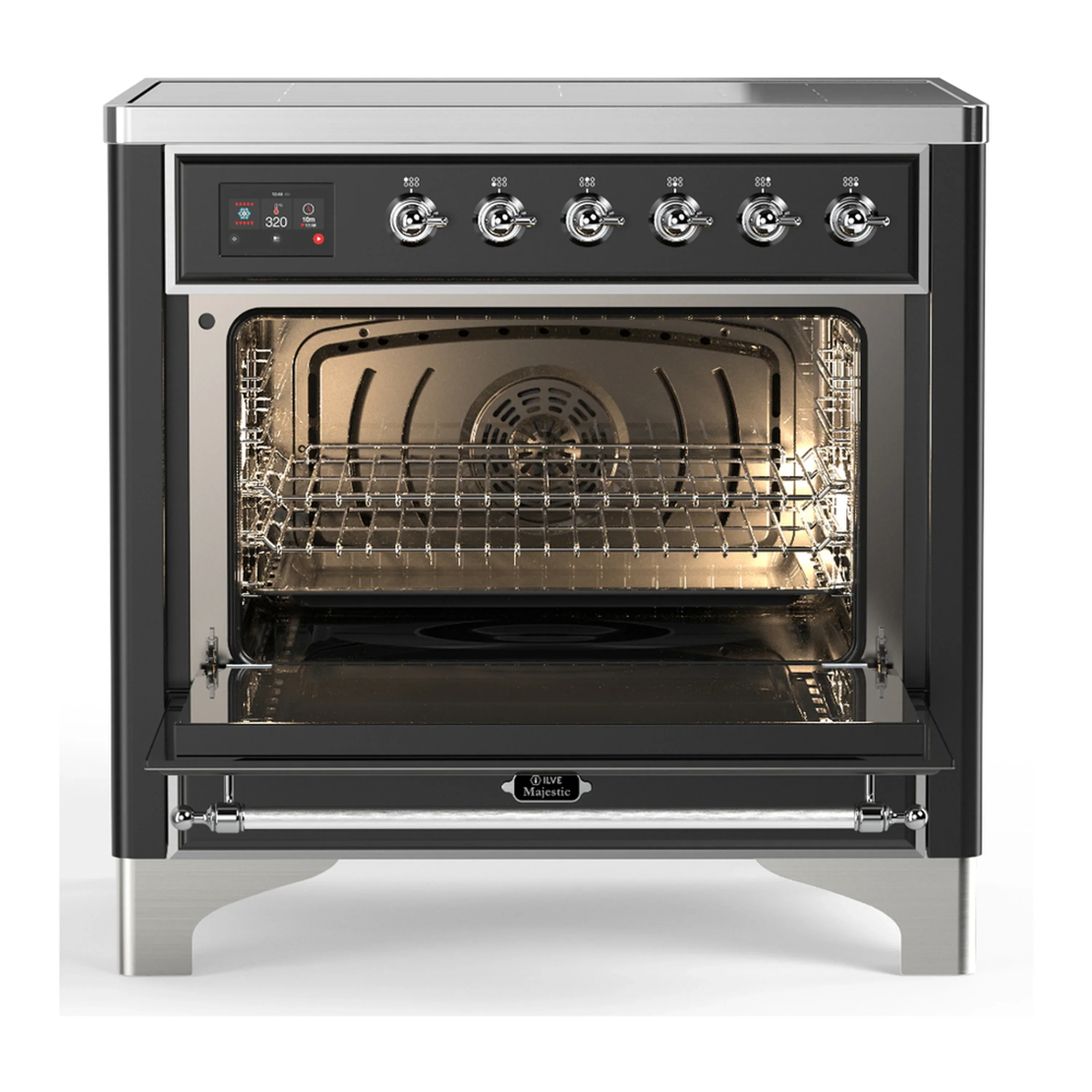ILVE Majestic III 36-Inch Induction Range with 6 Induction Elements and Triple Glass Door Electric Oven in Matte Graphite with Chrome Trim (UMIB36NR3MGC) - Image 4