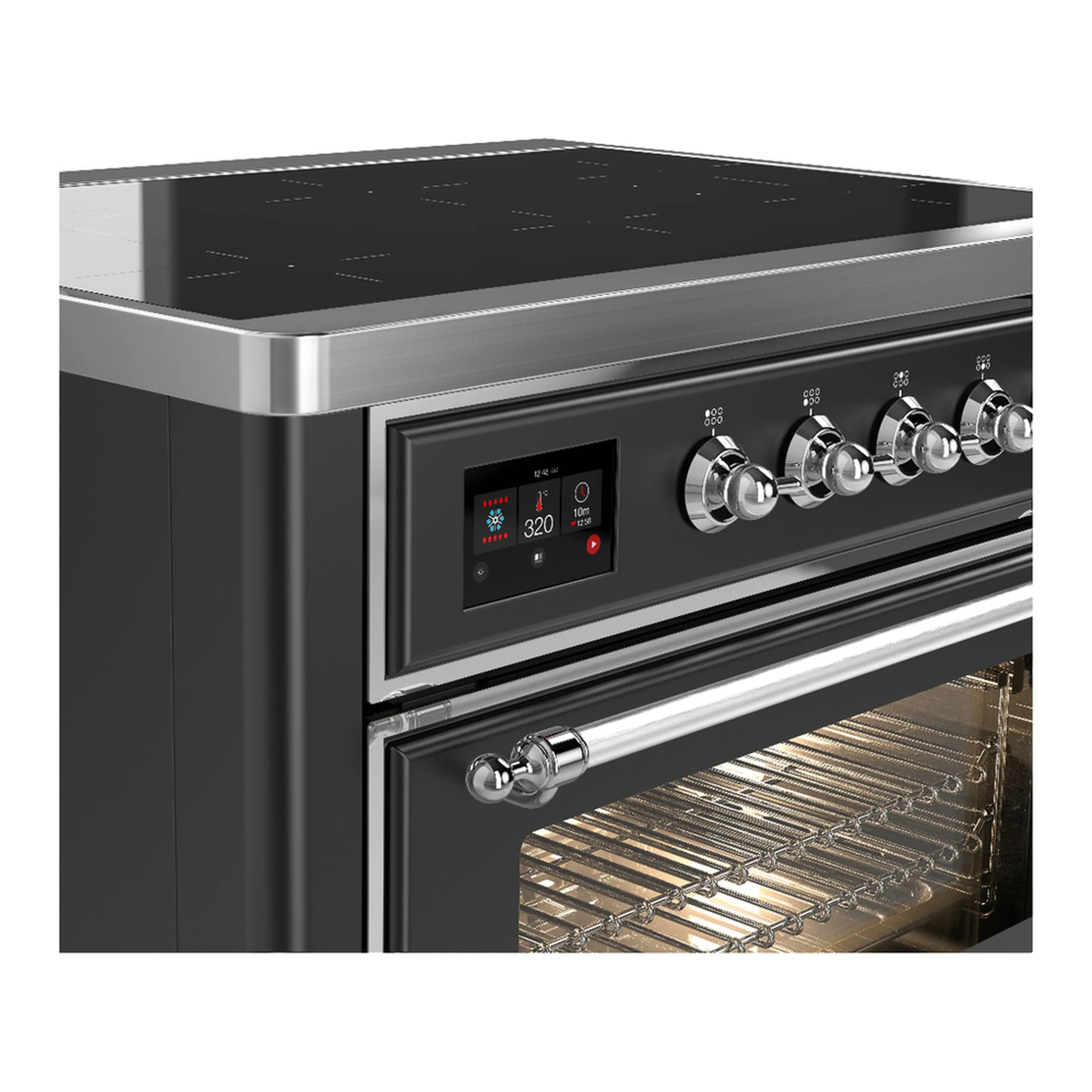 ILVE Majestic III 36-Inch Induction Range with 6 Induction Elements and Triple Glass Door Electric Oven in Matte Graphite with Chrome Trim (UMIB36NR3MGC) - Image 5