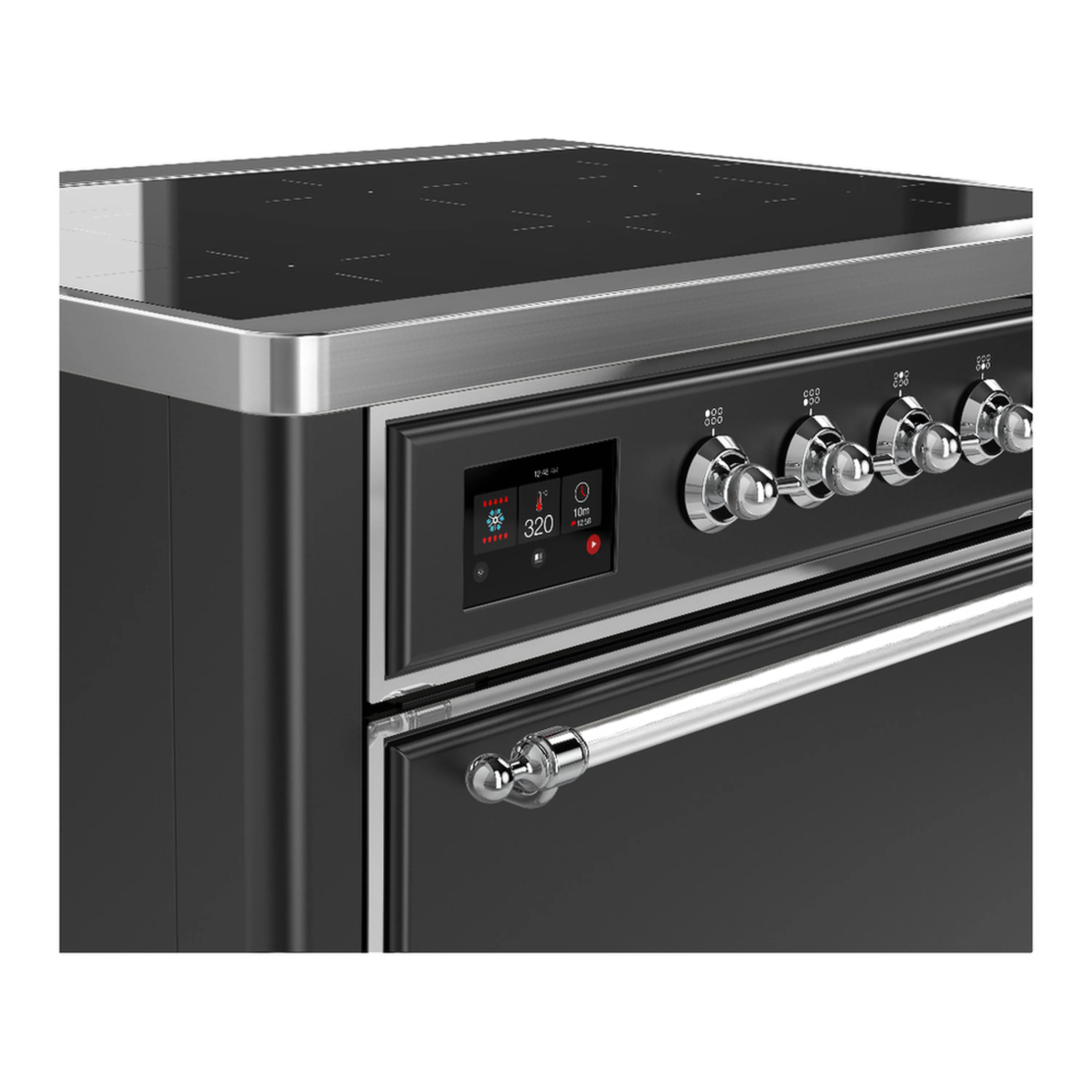 ILVE Majestic III 36-Inch Induction Range with 6 Induction Elements and Solid Door Electric Oven in Matte Graphite with Chrome Trim (UMIB36QNR3MGC) - Image 5