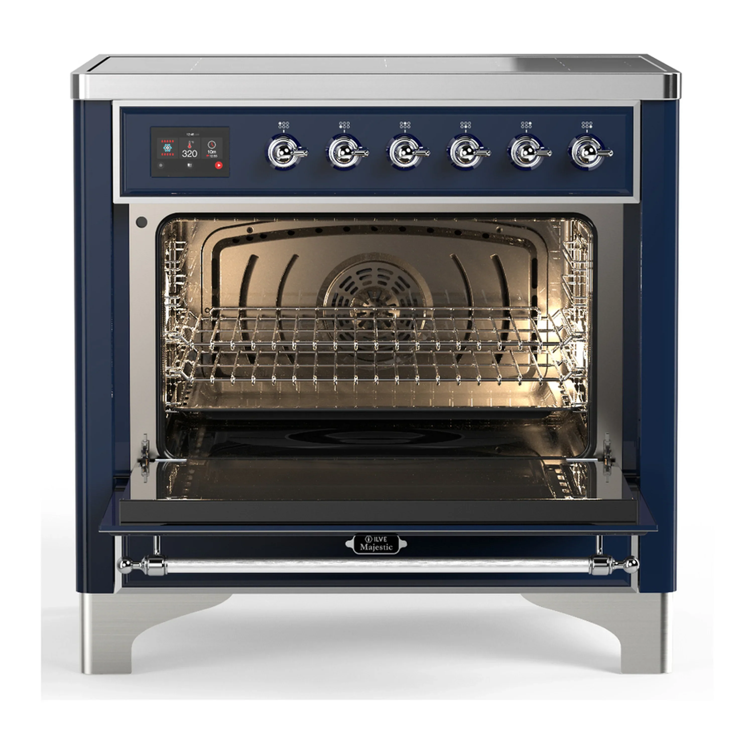 ILVE Majestic III 36-Inch Induction Range with 6 Induction Elements and Triple Glass Door Electric Oven in Mightnight Blue with Chrome Trim (UMIB36NR3MBC) - Image 4