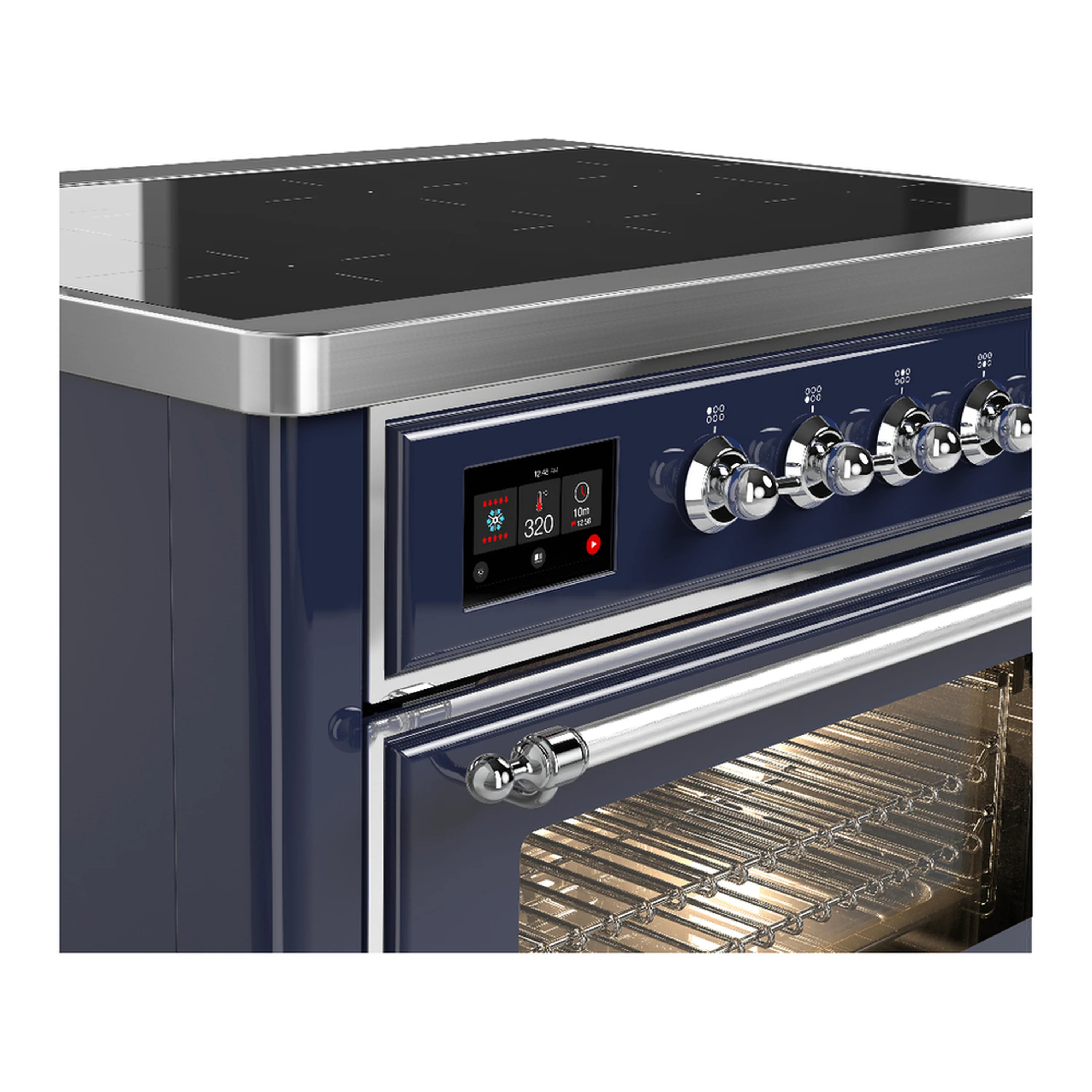 ILVE Majestic III 36-Inch Induction Range with 6 Induction Elements and Triple Glass Door Electric Oven in Mightnight Blue with Chrome Trim (UMIB36NR3MBC) - Image 5