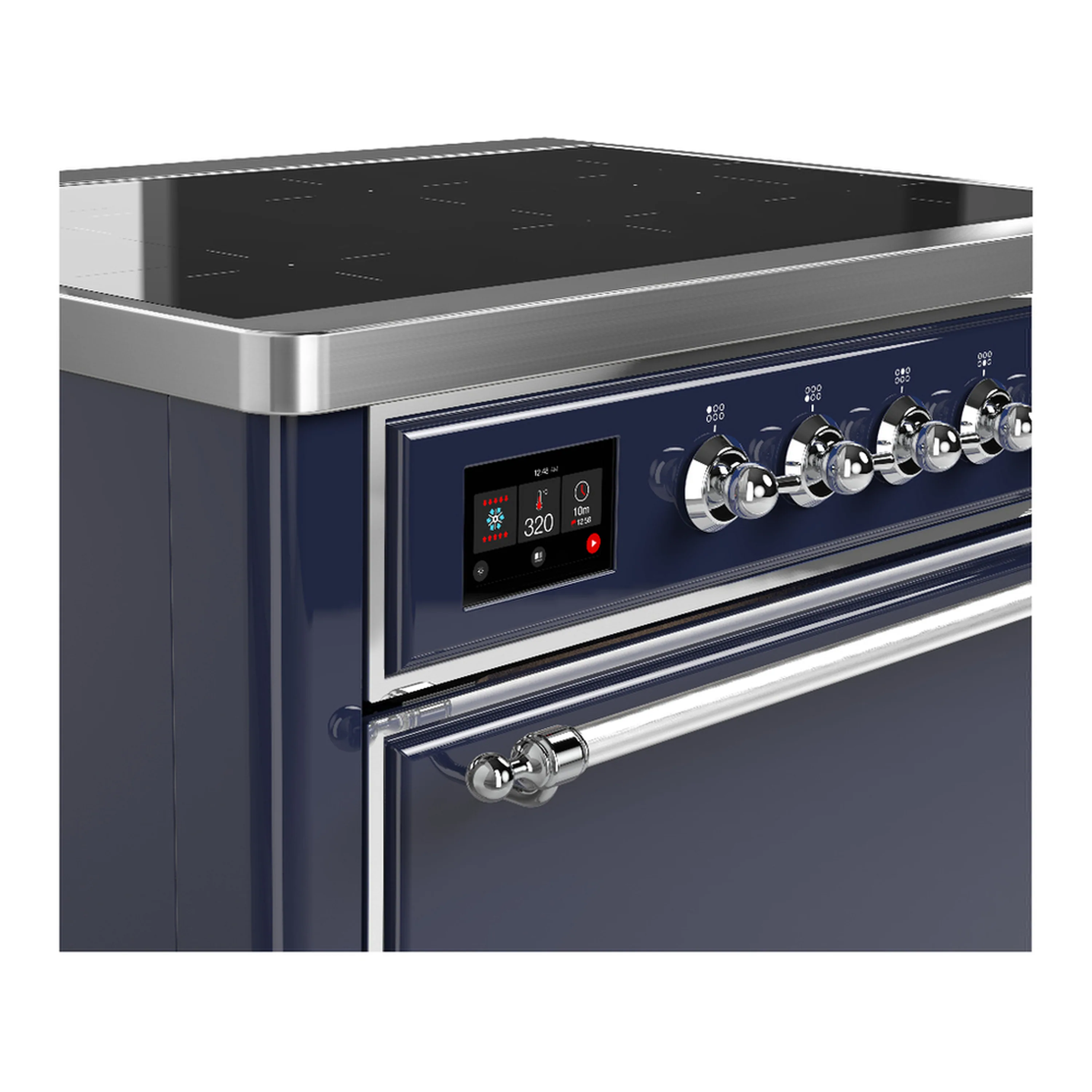 ILVE Majestic III 36-Inch Induction Range with 6 Induction Elements and Solid Door Electric Oven in Mightnight Blue with Chrome Trim (UMIB36QNR3MBC) - Image 5