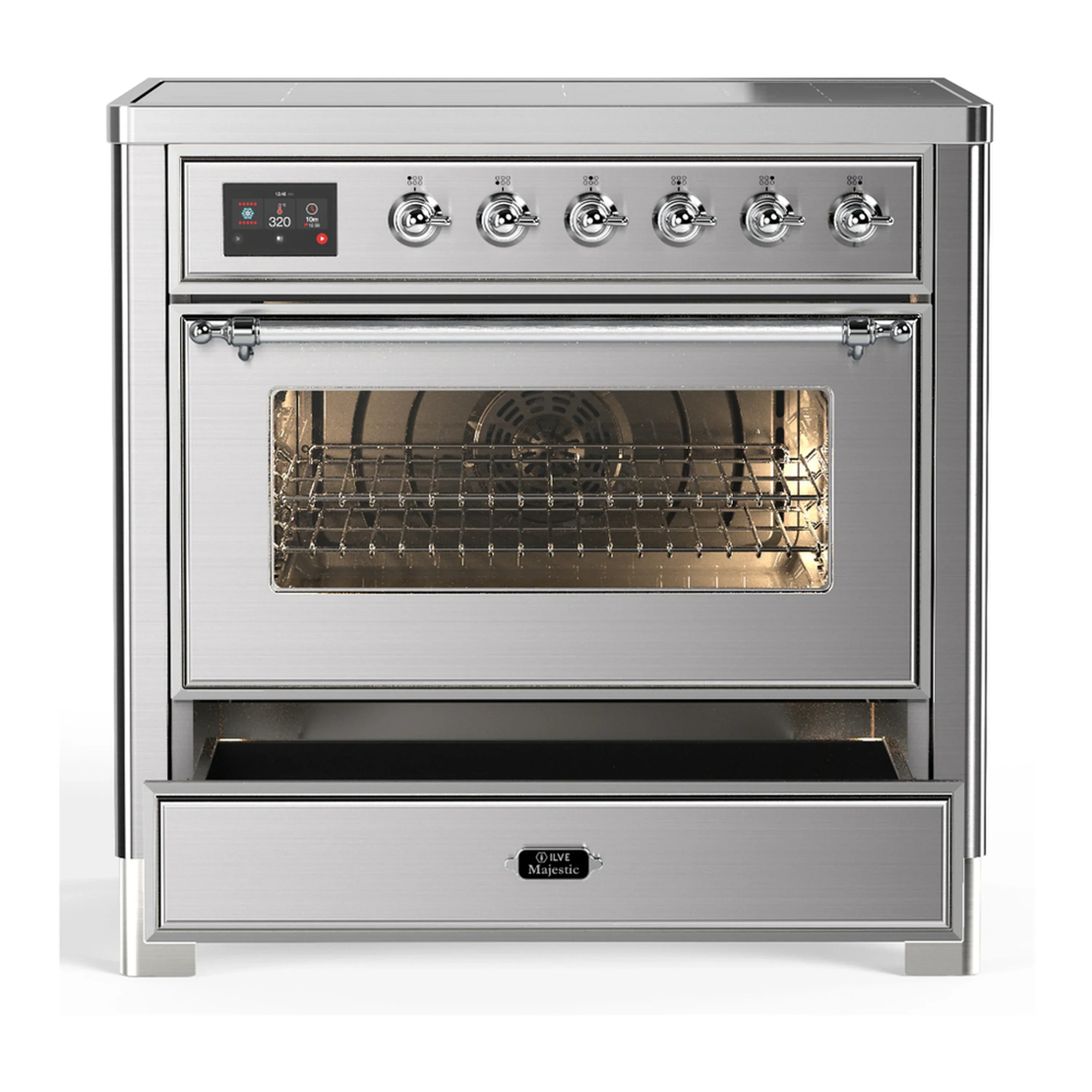ILVE Majestic III 36-Inch Induction Range with 6 Induction Elements and Triple Glass Door Electric Oven in Stainless Steel with Chrome Trim (UMIB36NR3SSC) - Image 3