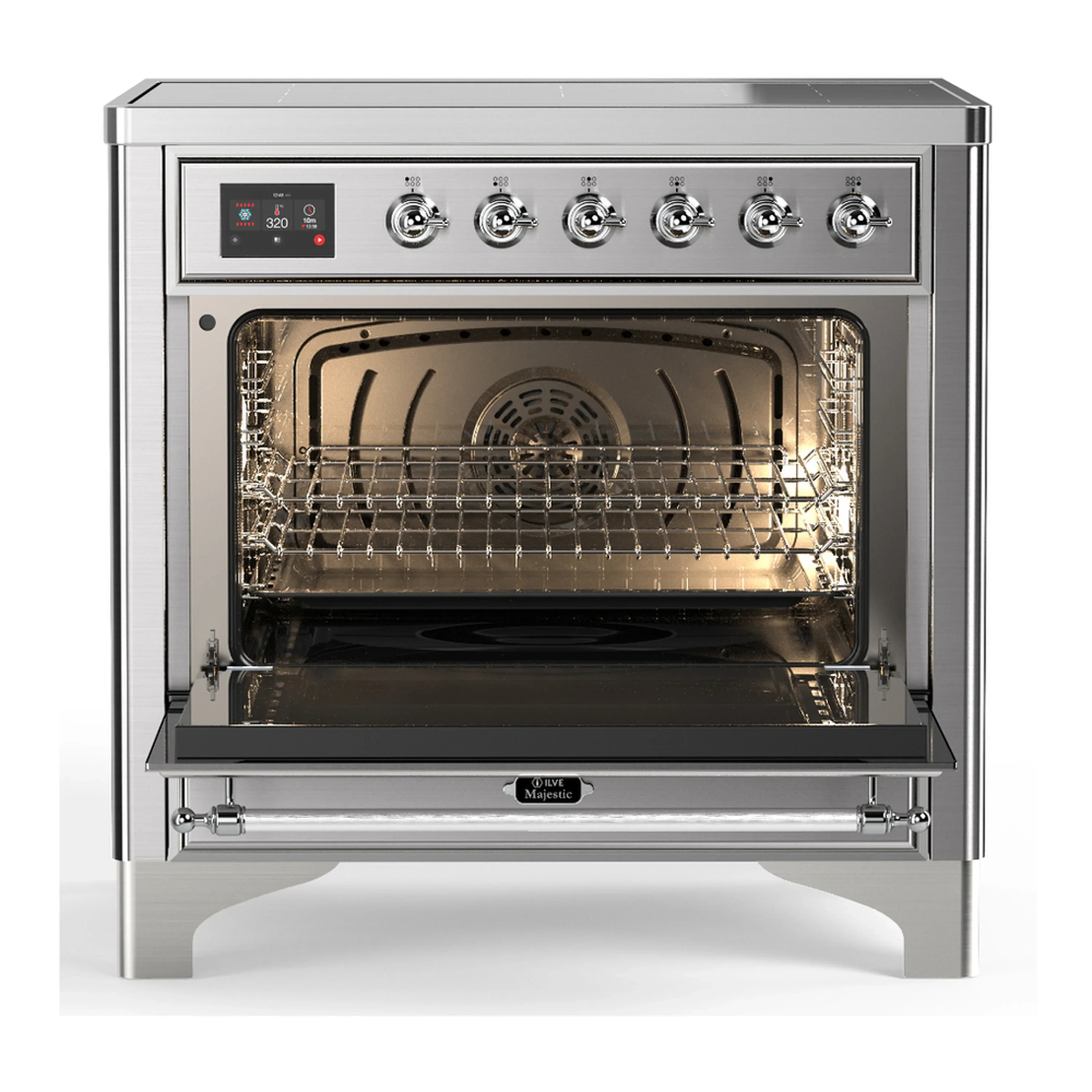 ILVE Majestic III 36-Inch Induction Range with 6 Induction Elements and Triple Glass Door Electric Oven in Stainless Steel with Chrome Trim (UMIB36NR3SSC) - Image 4