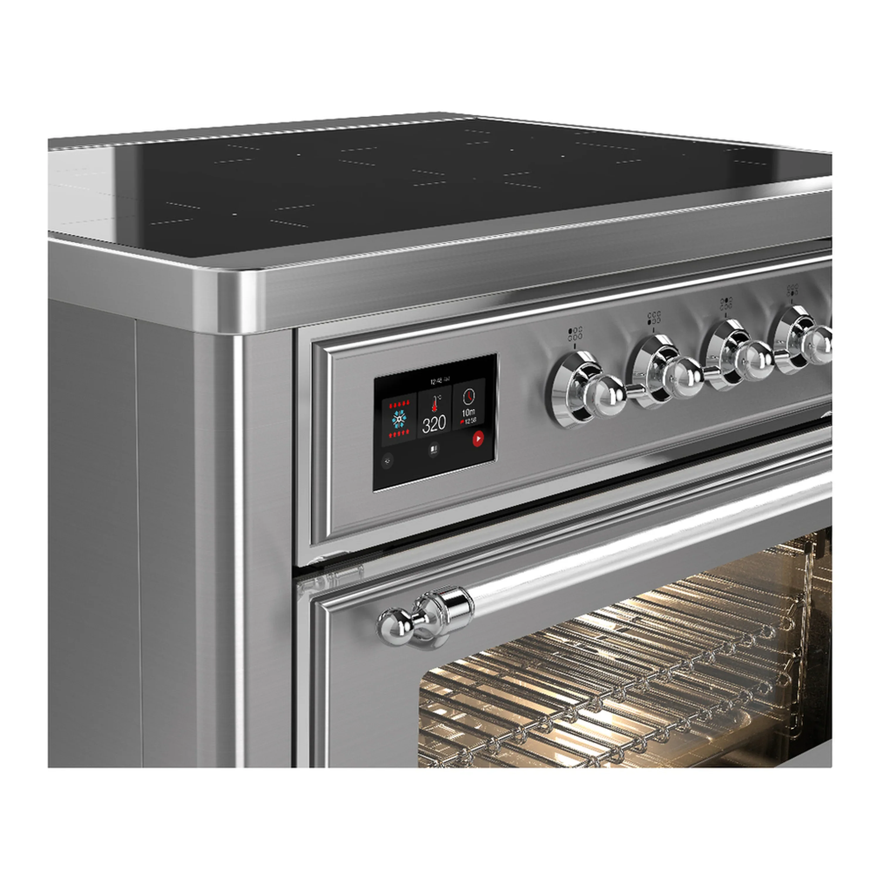 ILVE Majestic III 36-Inch Induction Range with 6 Induction Elements and Triple Glass Door Electric Oven in Stainless Steel with Chrome Trim (UMIB36NR3SSC) - Image 5