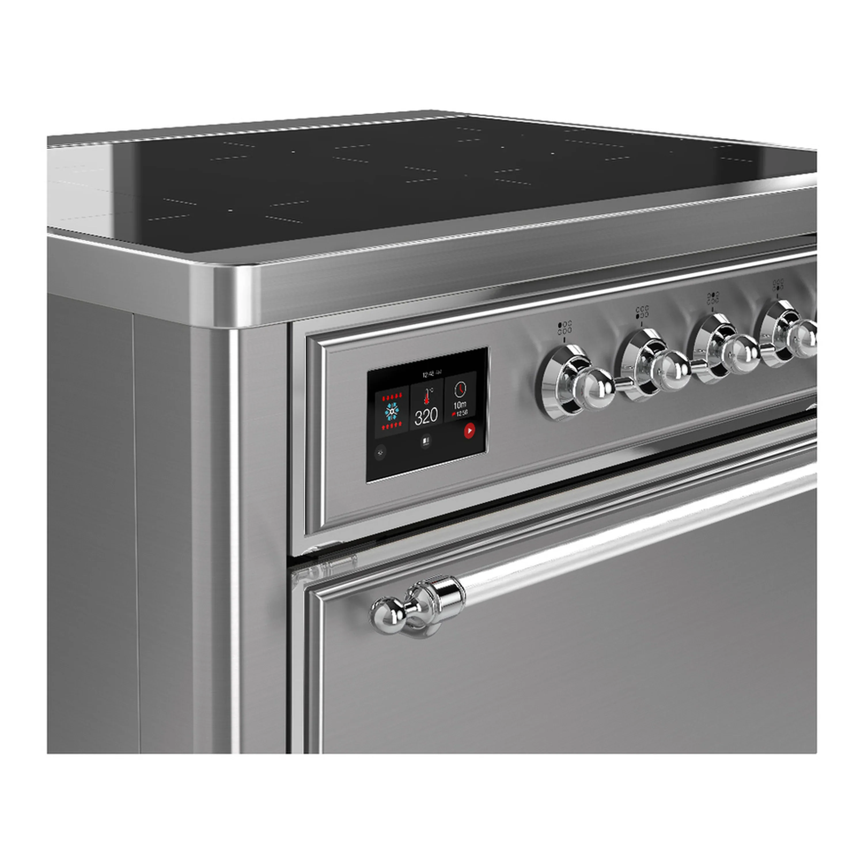 ILVE Majestic III 36-Inch Induction Range with 6 Induction Elements and Solid Door Electric Oven in Stainless Steel with Chrome Trim (UMIB36QNR3SSC) - Image 5