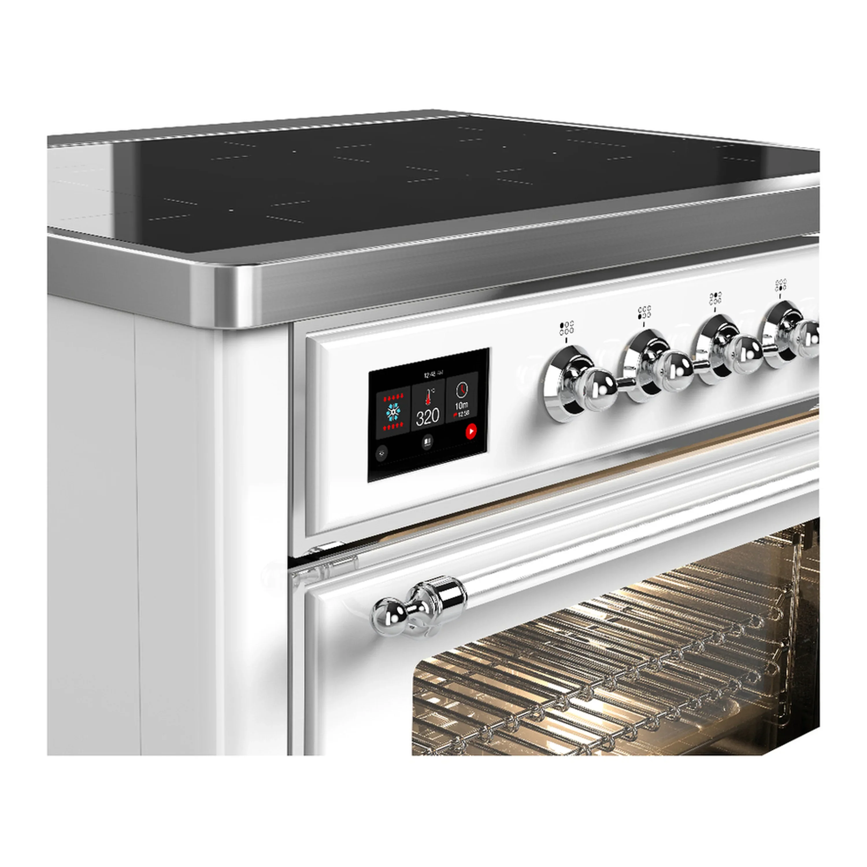 ILVE Majestic III 36-Inch Induction Range with 6 Induction Elements and Triple Glass Door Electric Oven in White with Chrome Trim (UMIB36NR3WHC) - Image 5