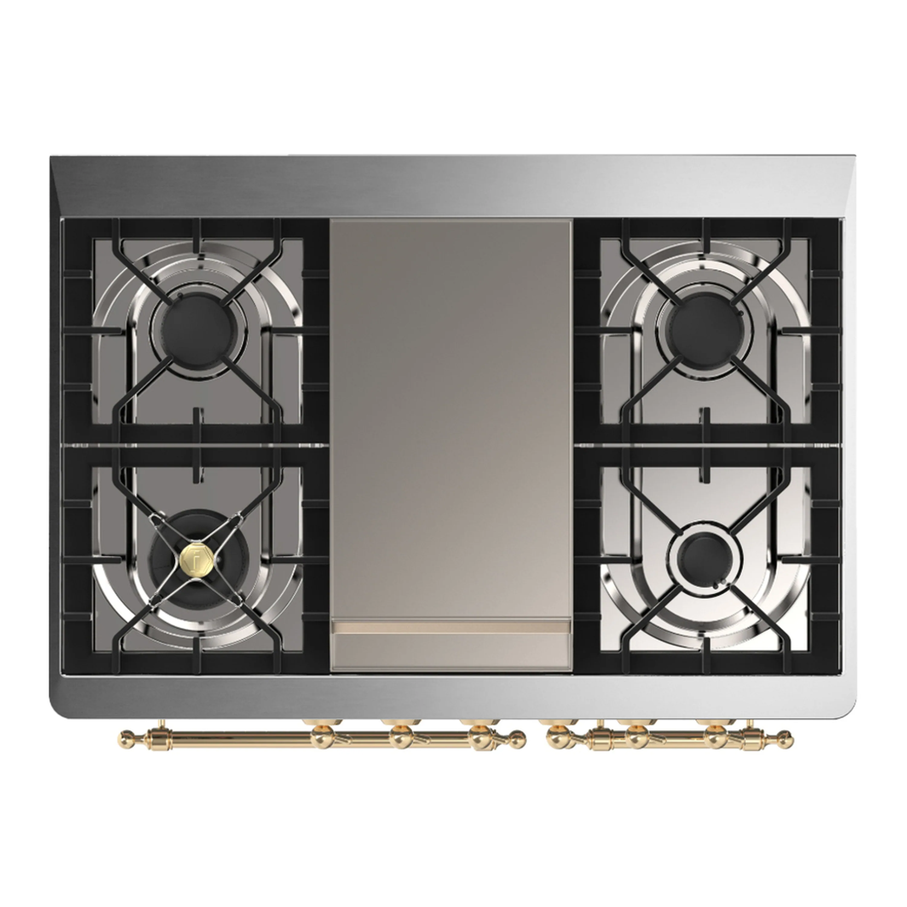 ILVE Majestic III 40-inch Dual Fuel Range with 6 Natural Gas Burner, Griddle and Triple Glass Door Electric Oven in Antique White with Brass Trim (UMD40FNR3AWG) - Image 2