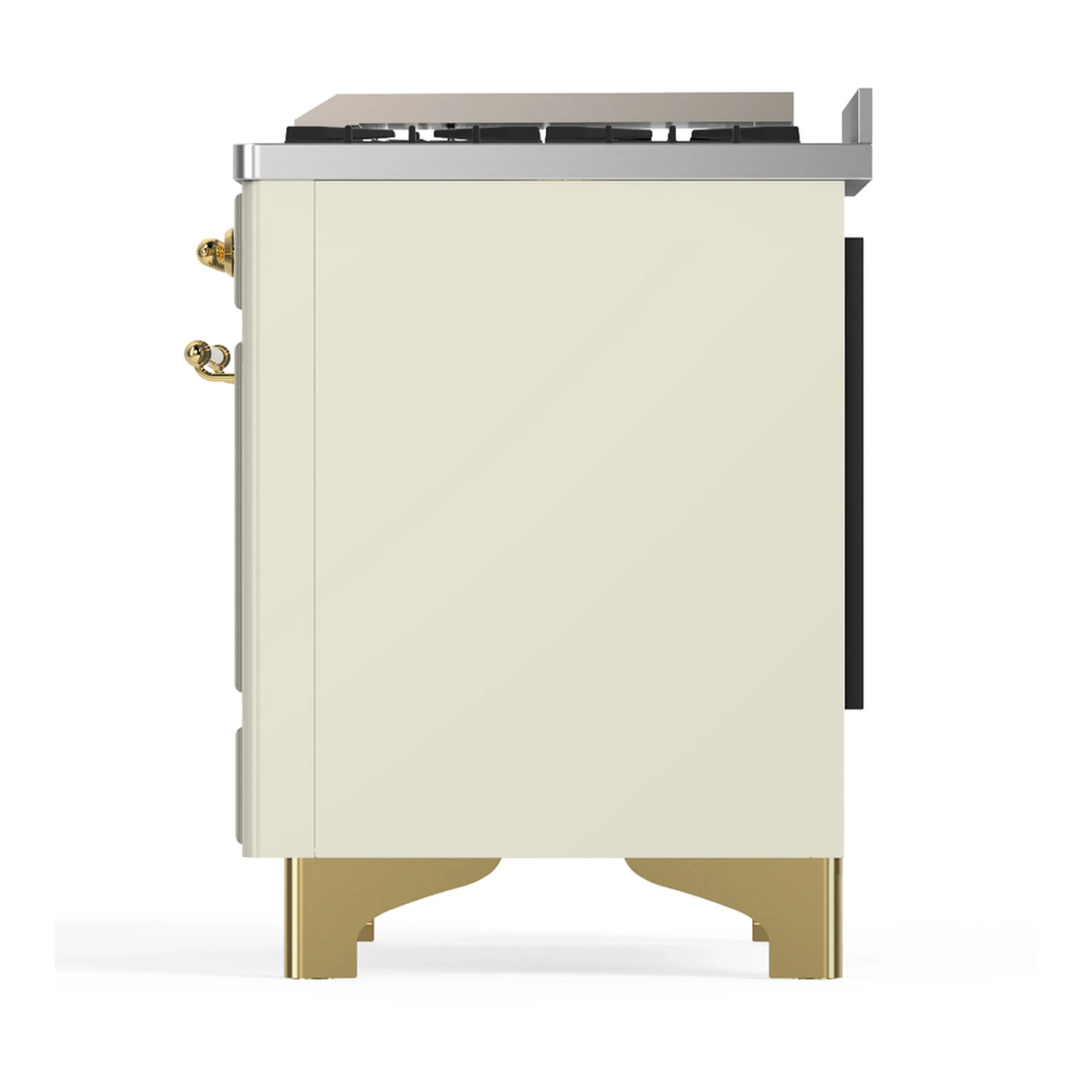 ILVE Majestic III 40-inch Dual Fuel Range with 6 Natural Gas Burner, Griddle and Triple Glass Door Electric Oven in Antique White with Brass Trim (UMD40FNR3AWG) - Image 8