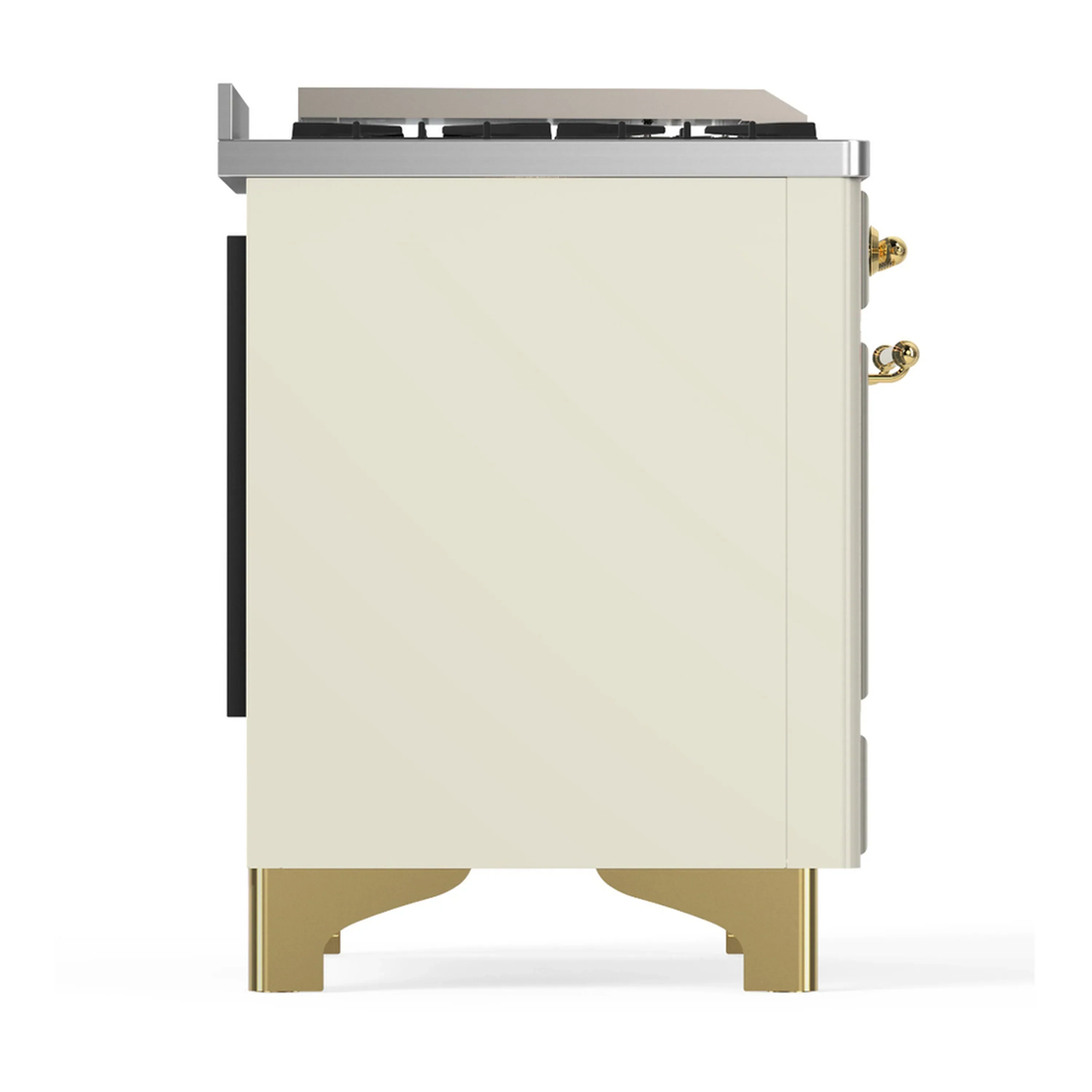 ILVE Majestic III 40-inch Dual Fuel Range with 6 Natural Gas Burner, Griddle and Solid Door Electric Oven in Antique White with Brass Trim (UMD40FQNR3AWG) - Image 9