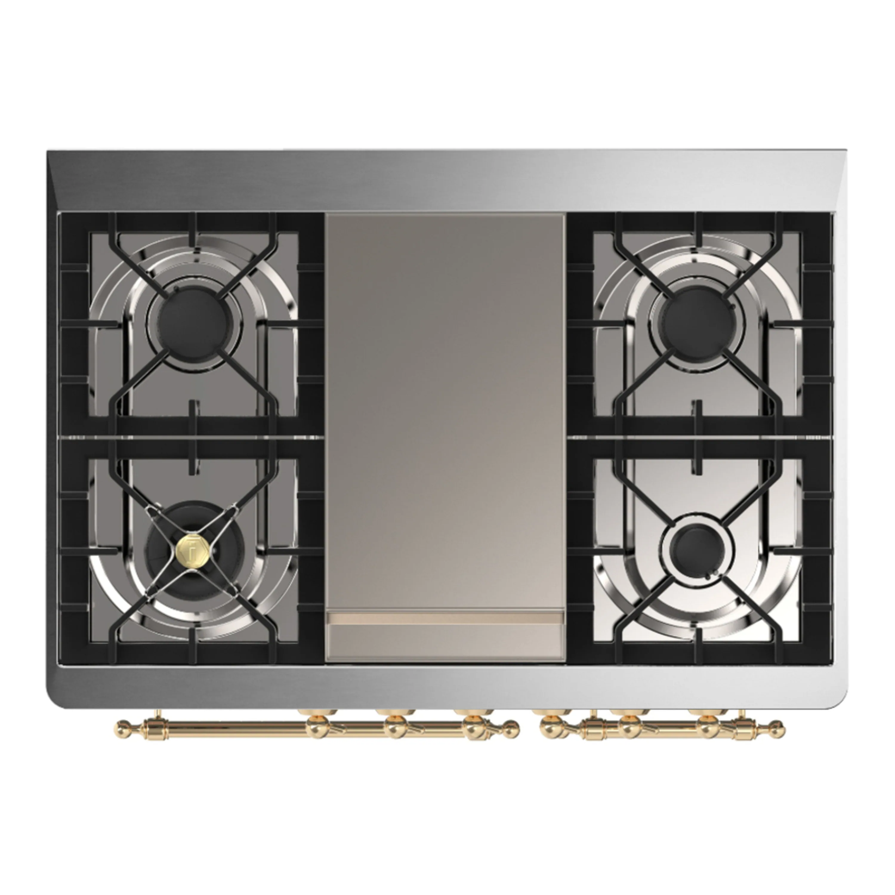 ILVE Majestic III 40-inch Dual Fuel Range with 6 Natural Gas Burner, Griddle and Triple Glass Door Electric Oven in Blue Grey with Brass Trim (UMD40FNR3BGG) - Image 2