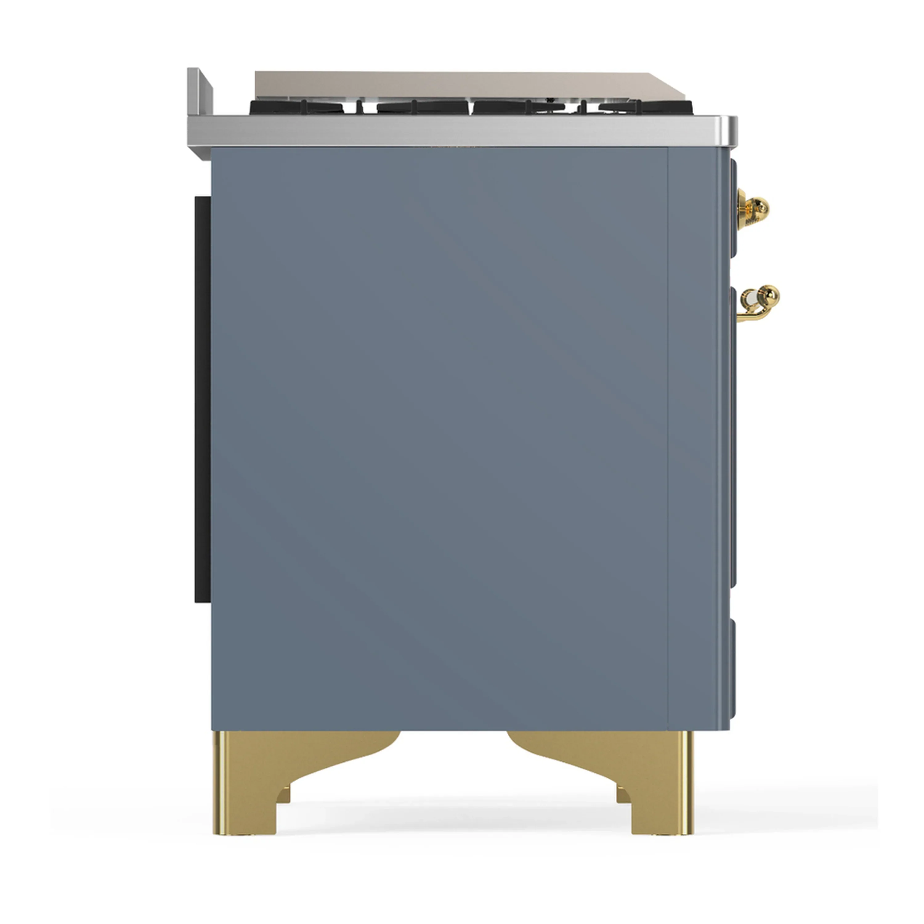 ILVE Majestic III 40-inch Dual Fuel Range with 6 Natural Gas Burner, Griddle and Triple Glass Door Electric Oven in Blue Grey with Brass Trim (UMD40FNR3BGG) - Image 9
