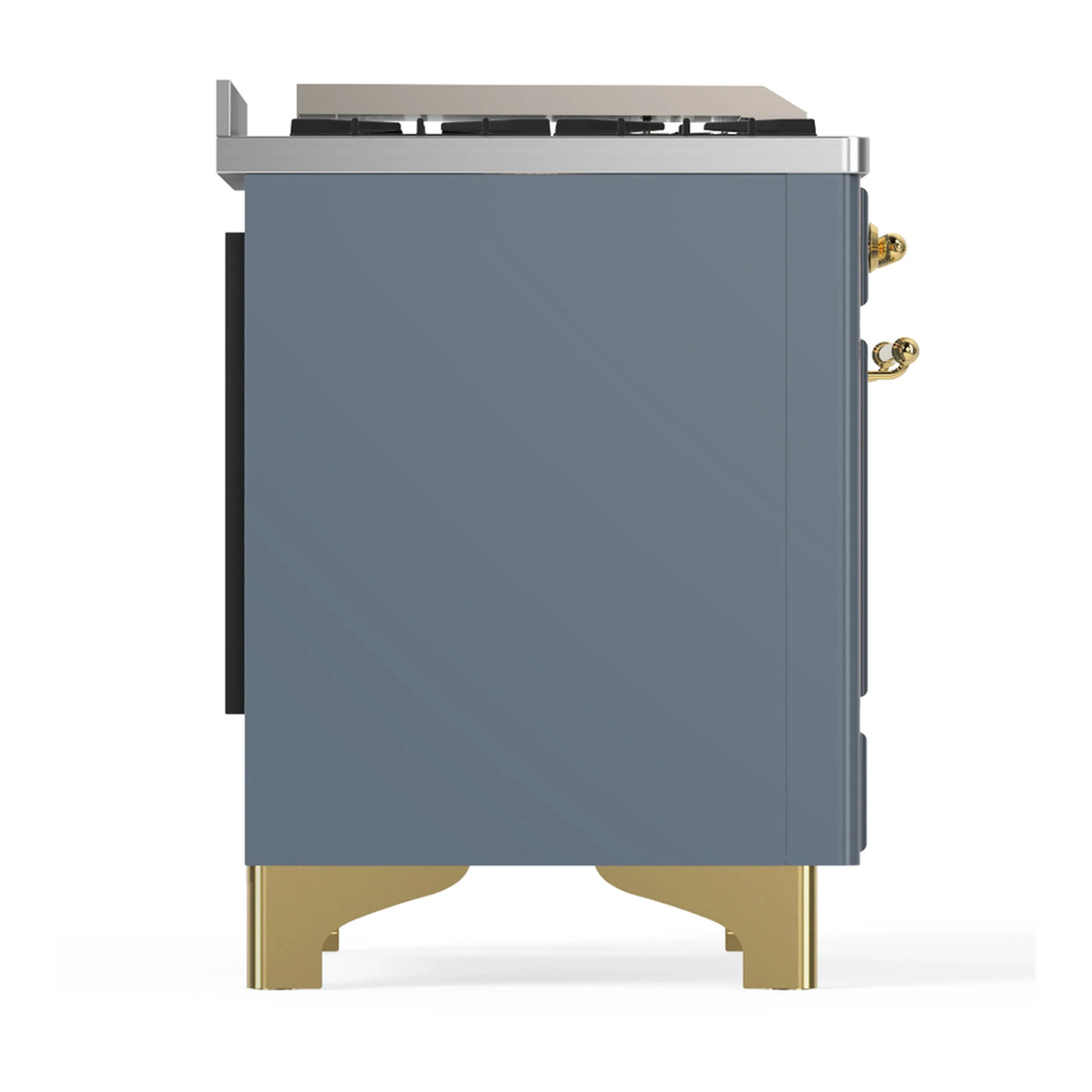 ILVE Majestic III 40-inch Dual Fuel Range with 6 Natural Gas Burner, Griddle and Solid Door Electric Oven in Blue Grey with Brass Trim (UMD40FQNR3BGG) - Image 8