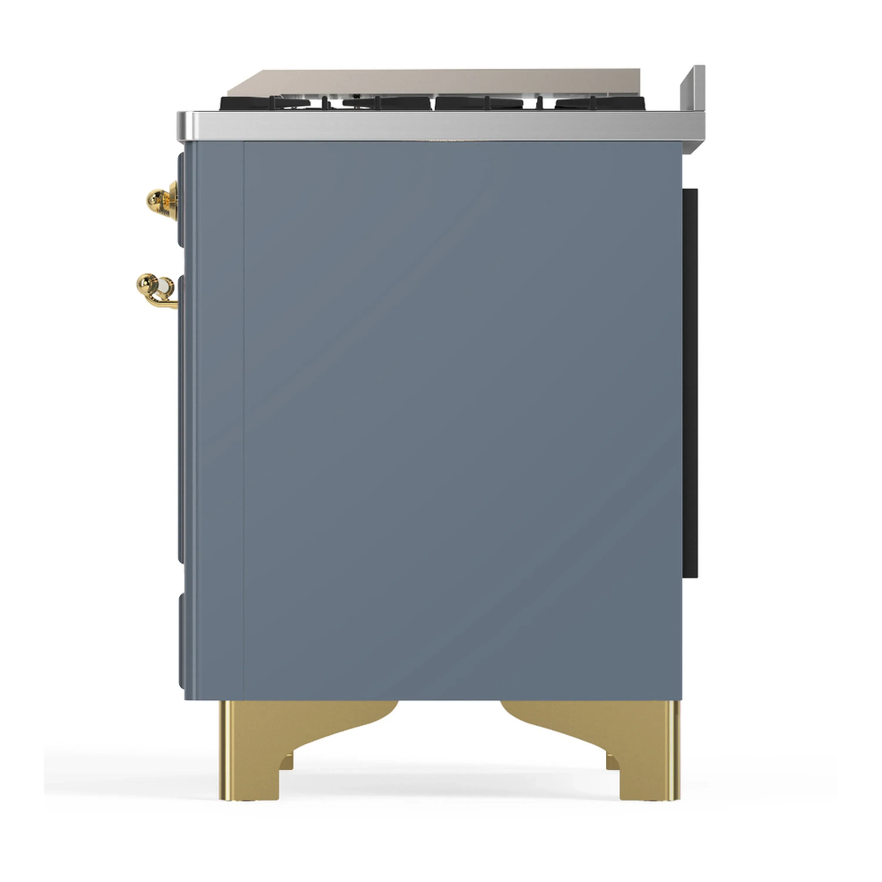 ILVE Majestic III 40-inch Dual Fuel Range with 6 Natural Gas Burner, Griddle and Solid Door Electric Oven in Blue Grey with Brass Trim (UMD40FQNR3BGG) - Image 9