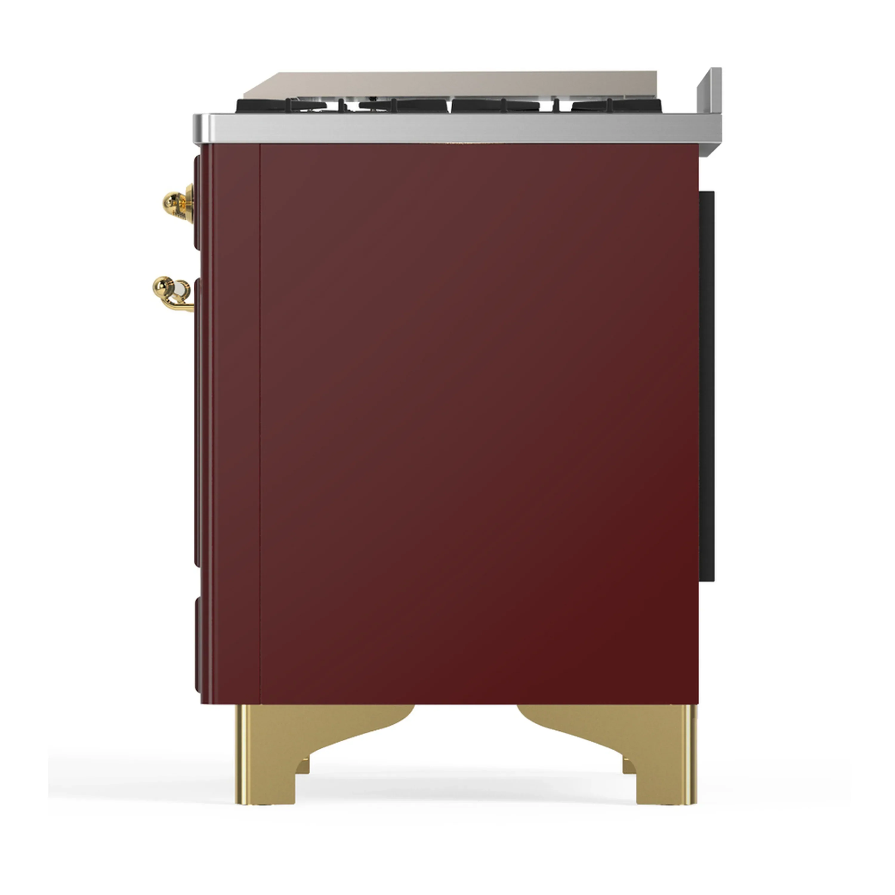 ILVE Majestic III 40-inch Dual Fuel Range with 6 Natural Gas Burner, Griddle and Triple Glass Door Electric Oven in Burgundy with Brass Trim (UMD40FNR3BUG) - Image 8