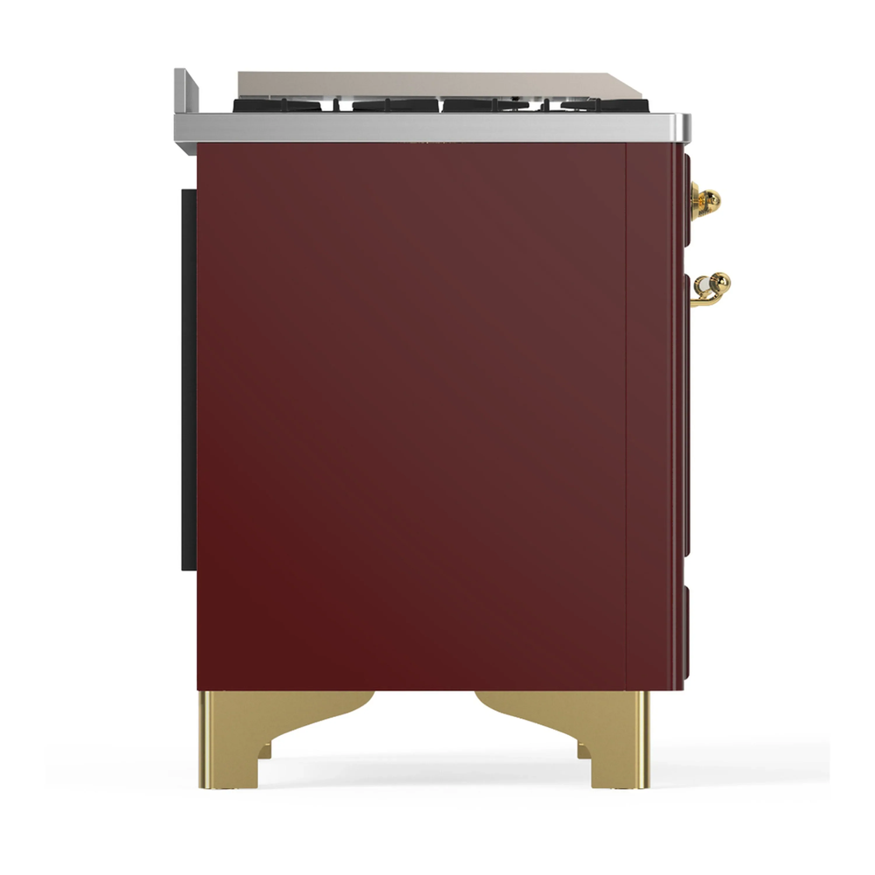ILVE Majestic III 40-inch Dual Fuel Range with 6 Natural Gas Burner, Griddle and Triple Glass Door Electric Oven in Burgundy with Brass Trim (UMD40FNR3BUG) - Image 9