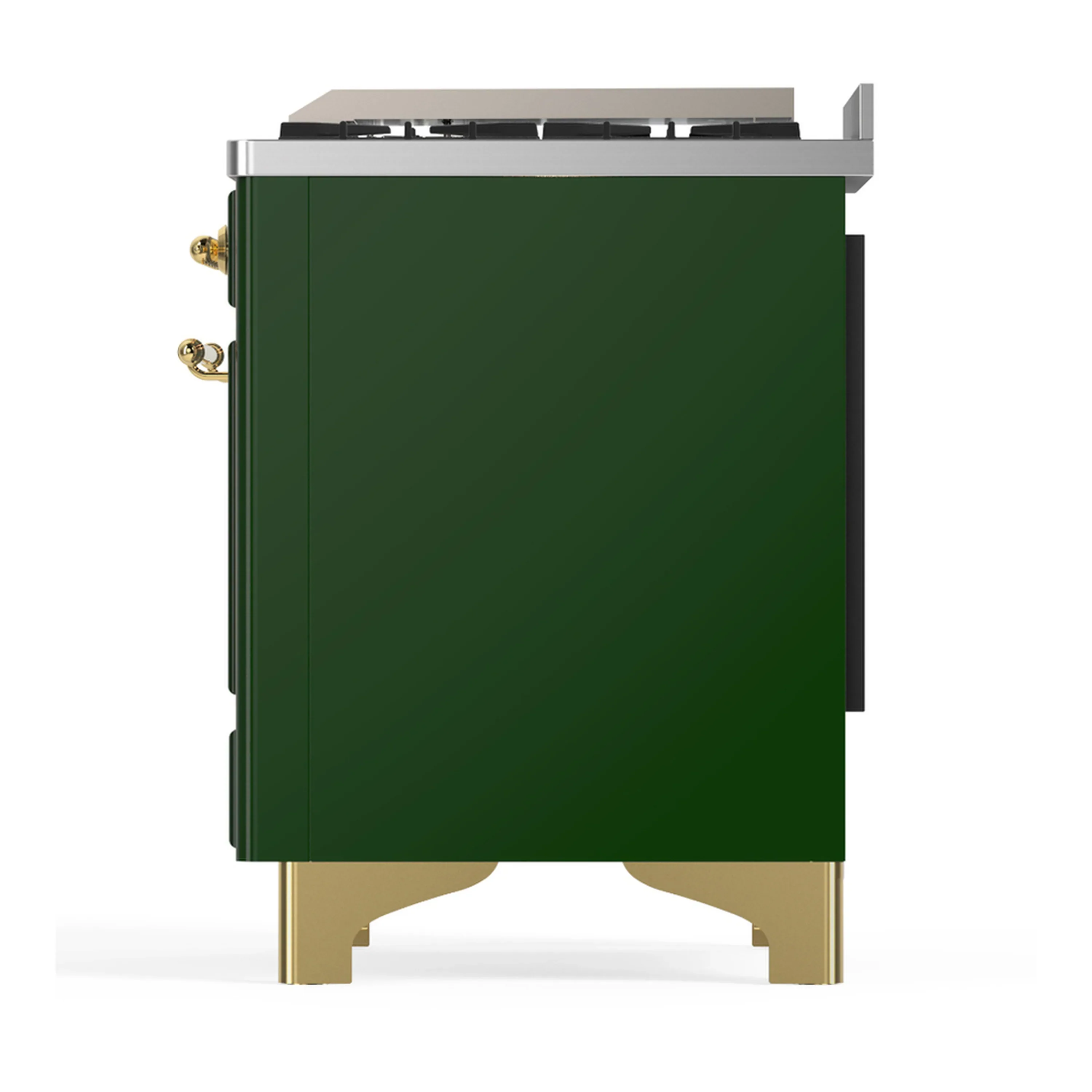 ILVE Majestic III 40-inch Dual Fuel Range with 6 Natural Gas Burner, Griddle and Triple Glass Door Electric Oven in Emerald Green with Brass Trim (UMD40FNR3EGG) - Image 8