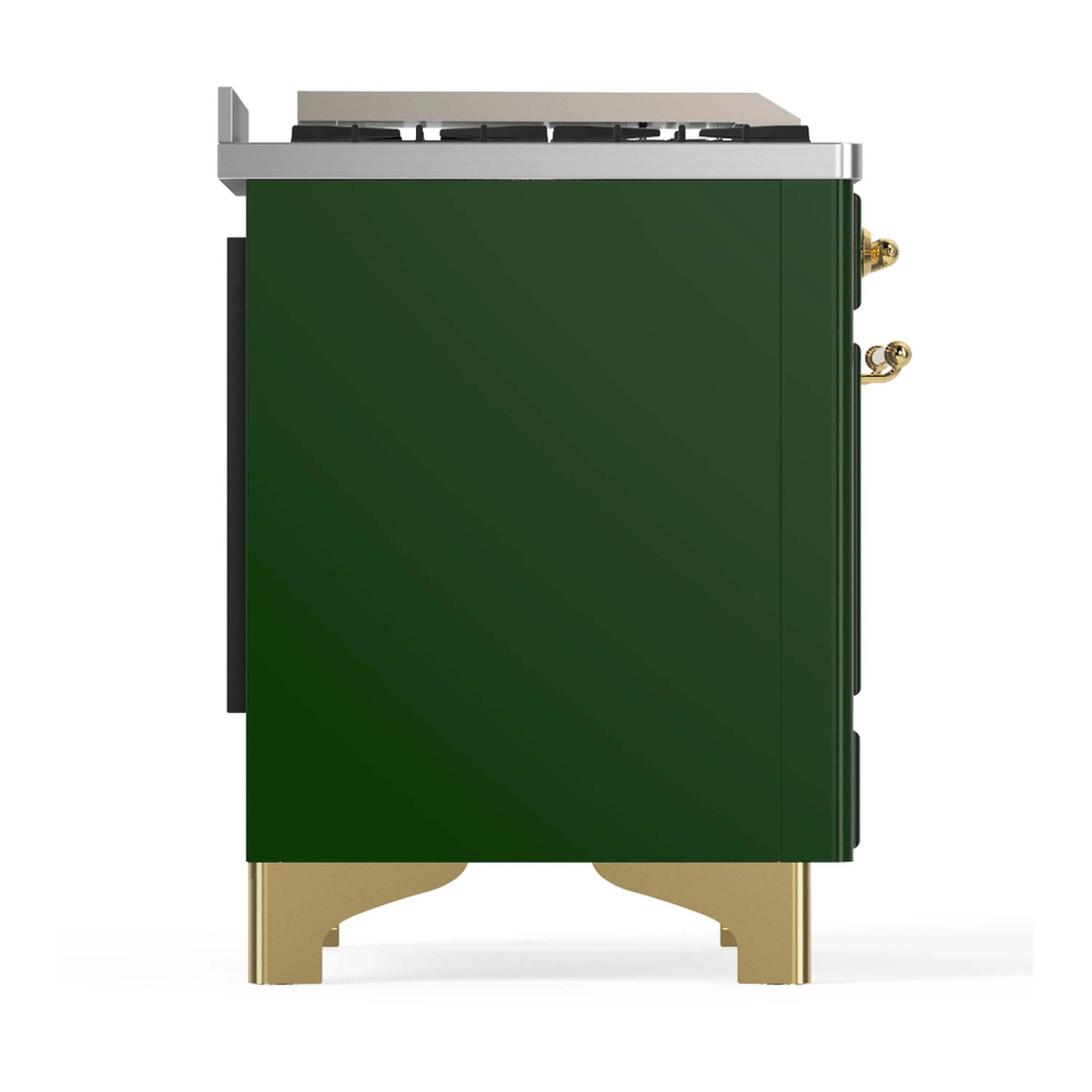 ILVE Majestic III 40-inch Dual Fuel Range with 6 Natural Gas Burner, Griddle and Triple Glass Door Electric Oven in Emerald Green with Brass Trim (UMD40FNR3EGG) - Image 9