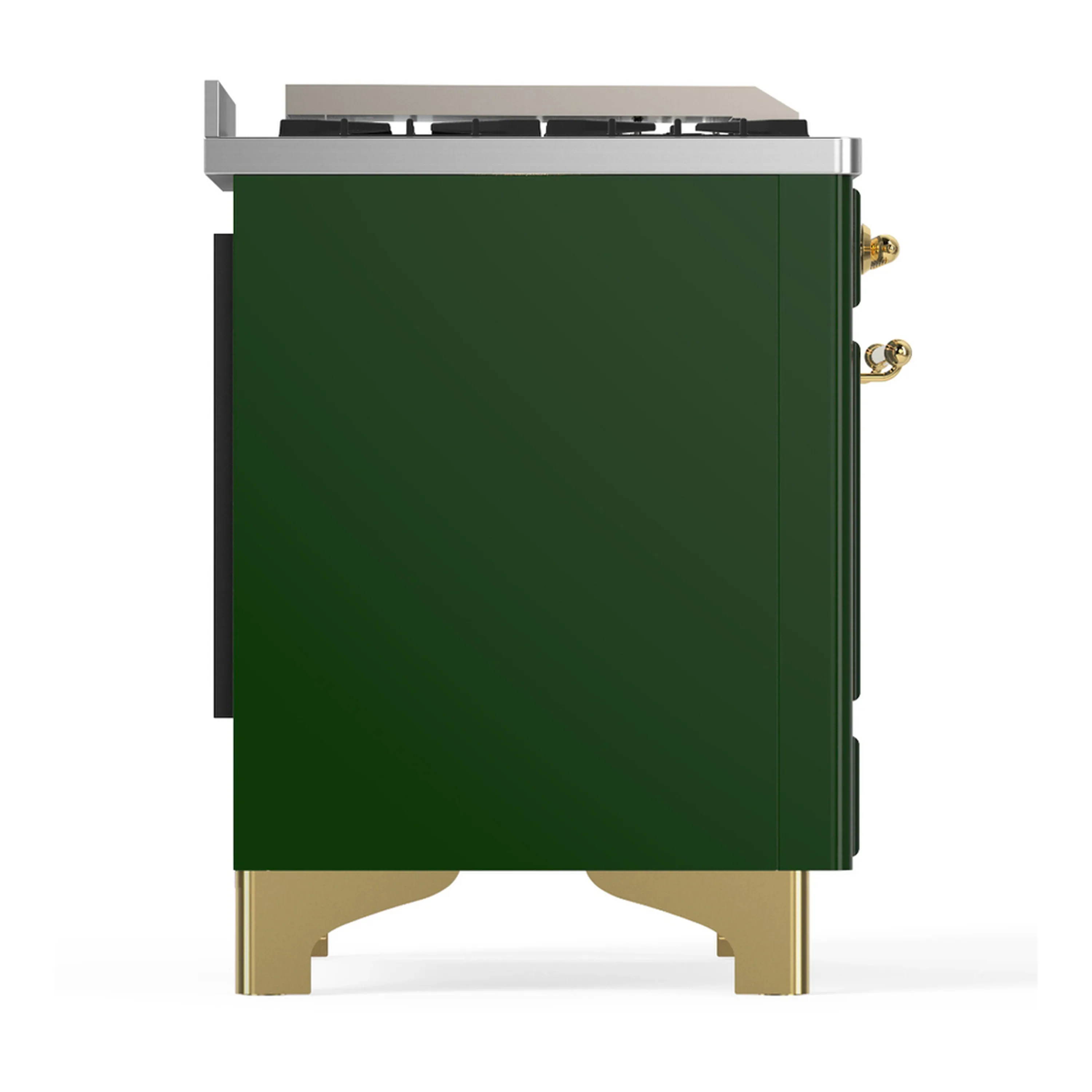 ILVE Majestic III 40-inch Dual Fuel Range with 6 Natural Gas Burner, Griddle and Solid Door Electric Oven in Emerald Green with Brass Trim (UMD40FQNR3EGG) - Image 8