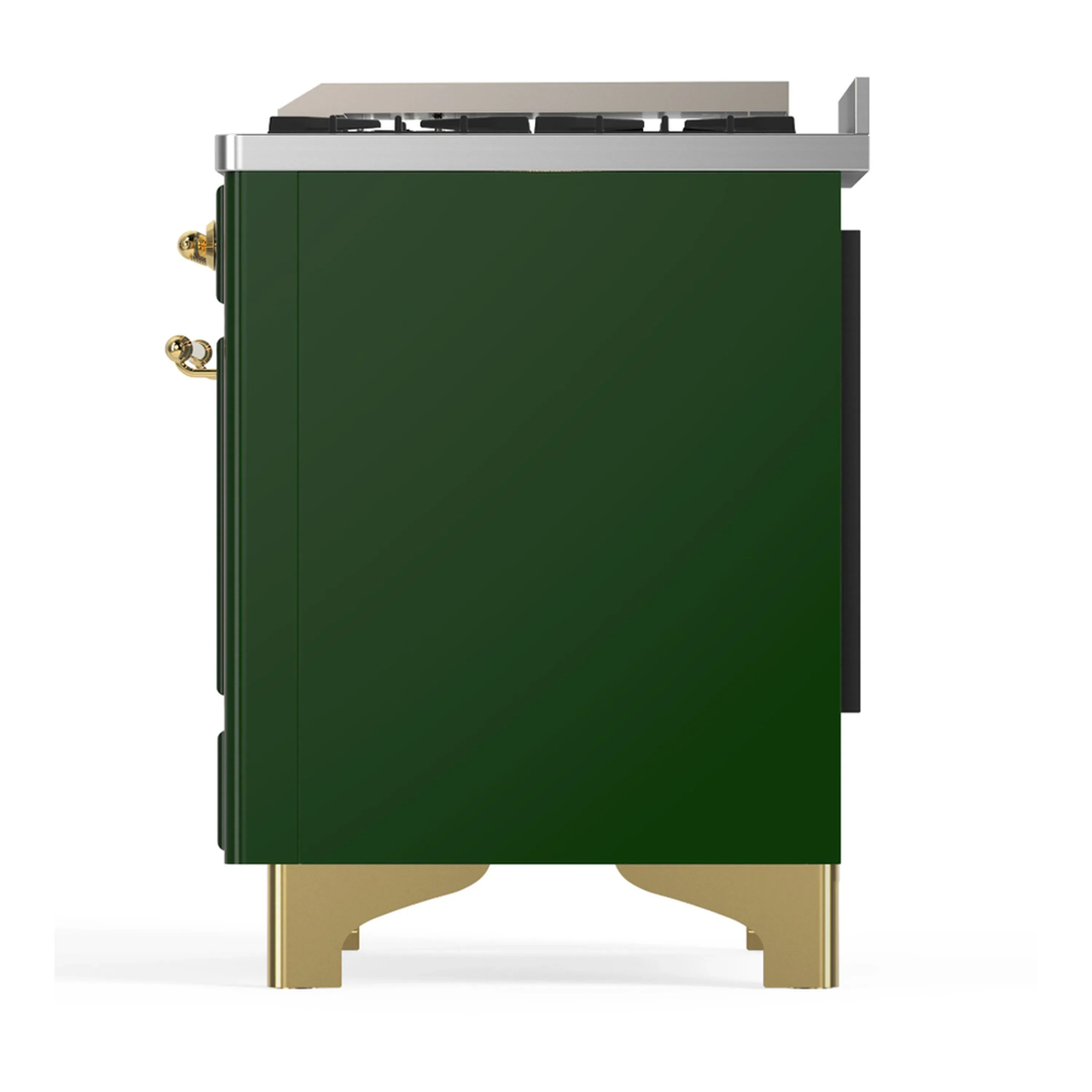 ILVE Majestic III 40-inch Dual Fuel Range with 6 Natural Gas Burner, Griddle and Solid Door Electric Oven in Emerald Green with Brass Trim (UMD40FQNR3EGG) - Image 9