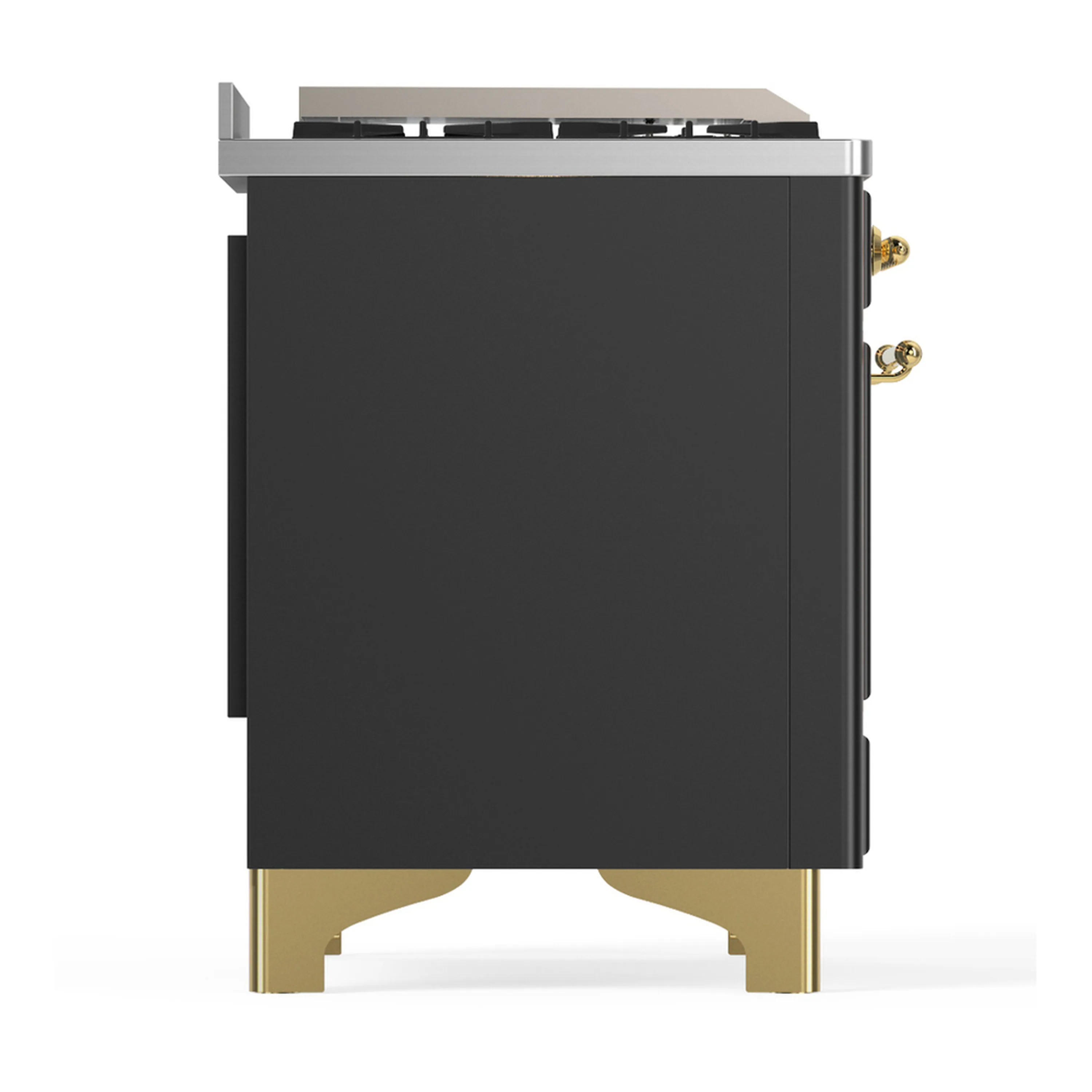 ILVE Majestic III 40-inch Dual Fuel Range with 6 Natural Gas Burner, Griddle and Solid Door Electric Oven in Graphite Matte with Brass Trim (UMD40FQNR3MGG) - Image 8