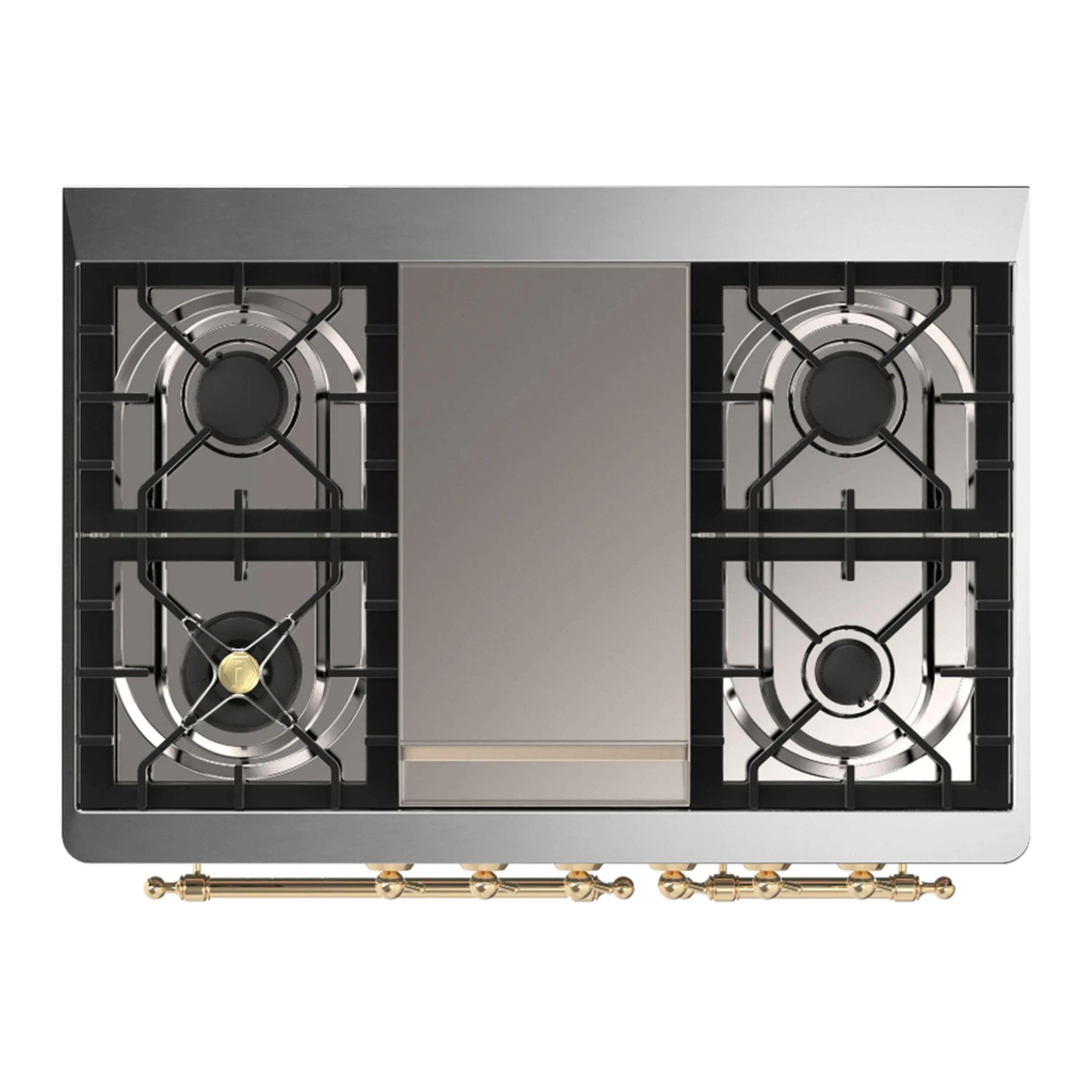ILVE Majestic III 40-inch Dual Fuel Range with 6 Natural Gas Burner, Griddle and Triple Glass Door Electric Oven in Blue Grey with Brass Trim (UMD40FNR3MBG) - Image 2