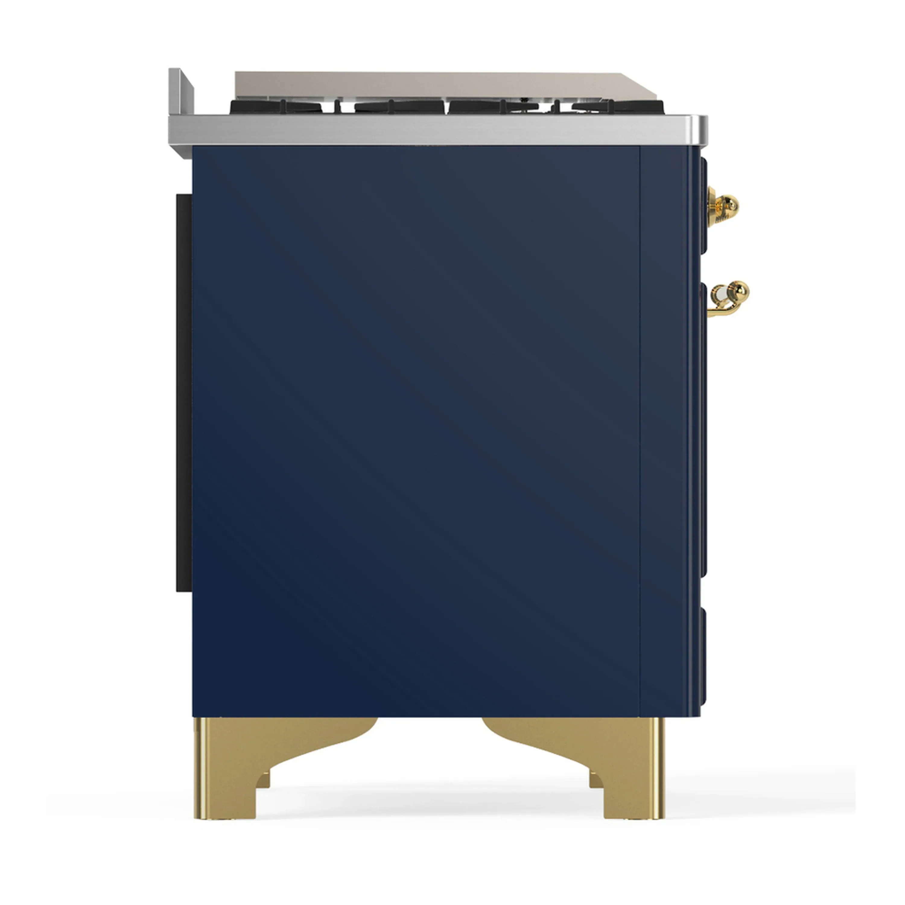 ILVE Majestic III 40-inch Dual Fuel Range with 6 Natural Gas Burner, Griddle and Triple Glass Door Electric Oven in Blue Grey with Brass Trim (UMD40FNR3MBG) - Image 9