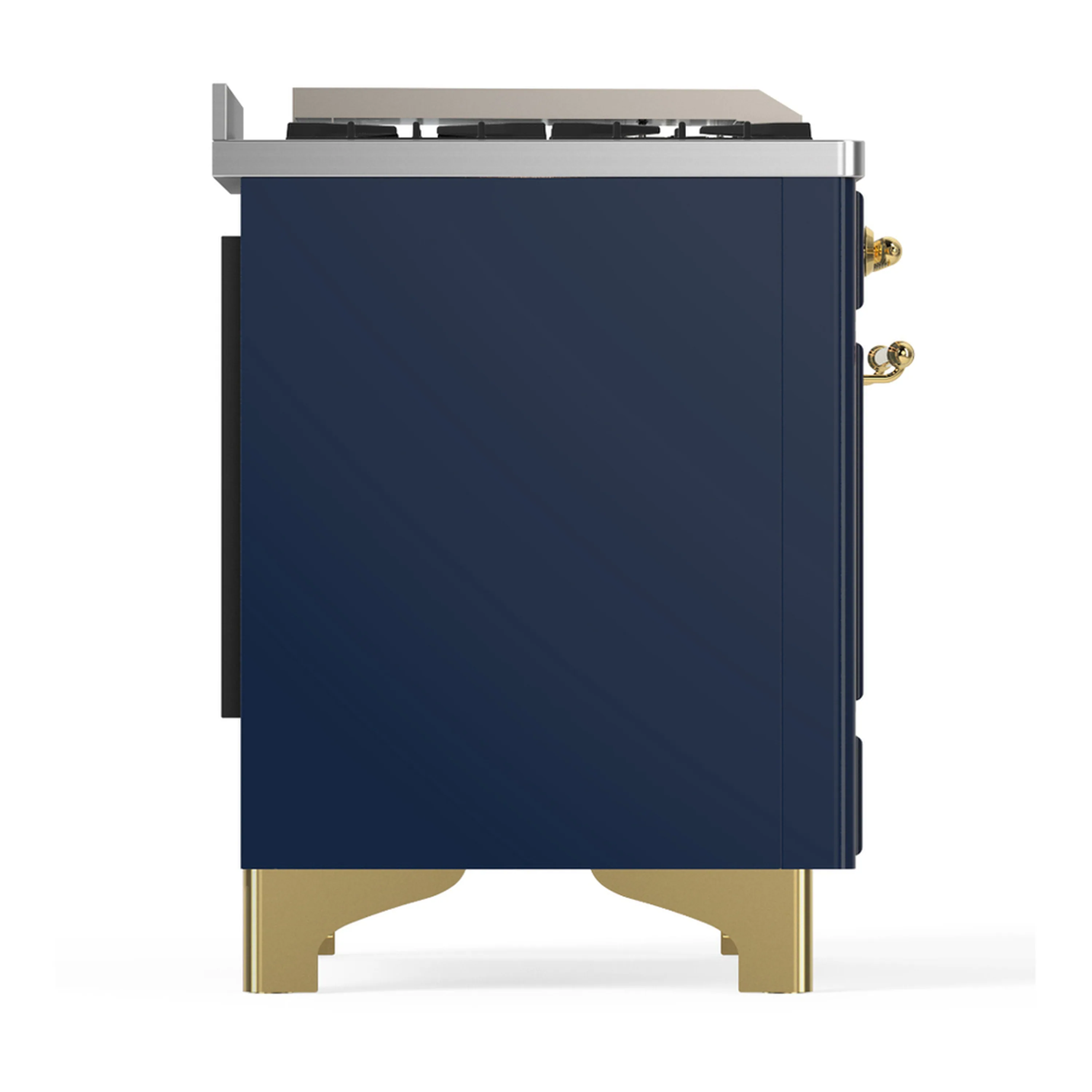 ILVE Majestic III 40-inch Dual Fuel Range with 6 Natural Gas Burner, Griddle and Solid Door Electric Oven in Blue Grey with Brass Trim (UMD40FQNR3MBG) - Image 8