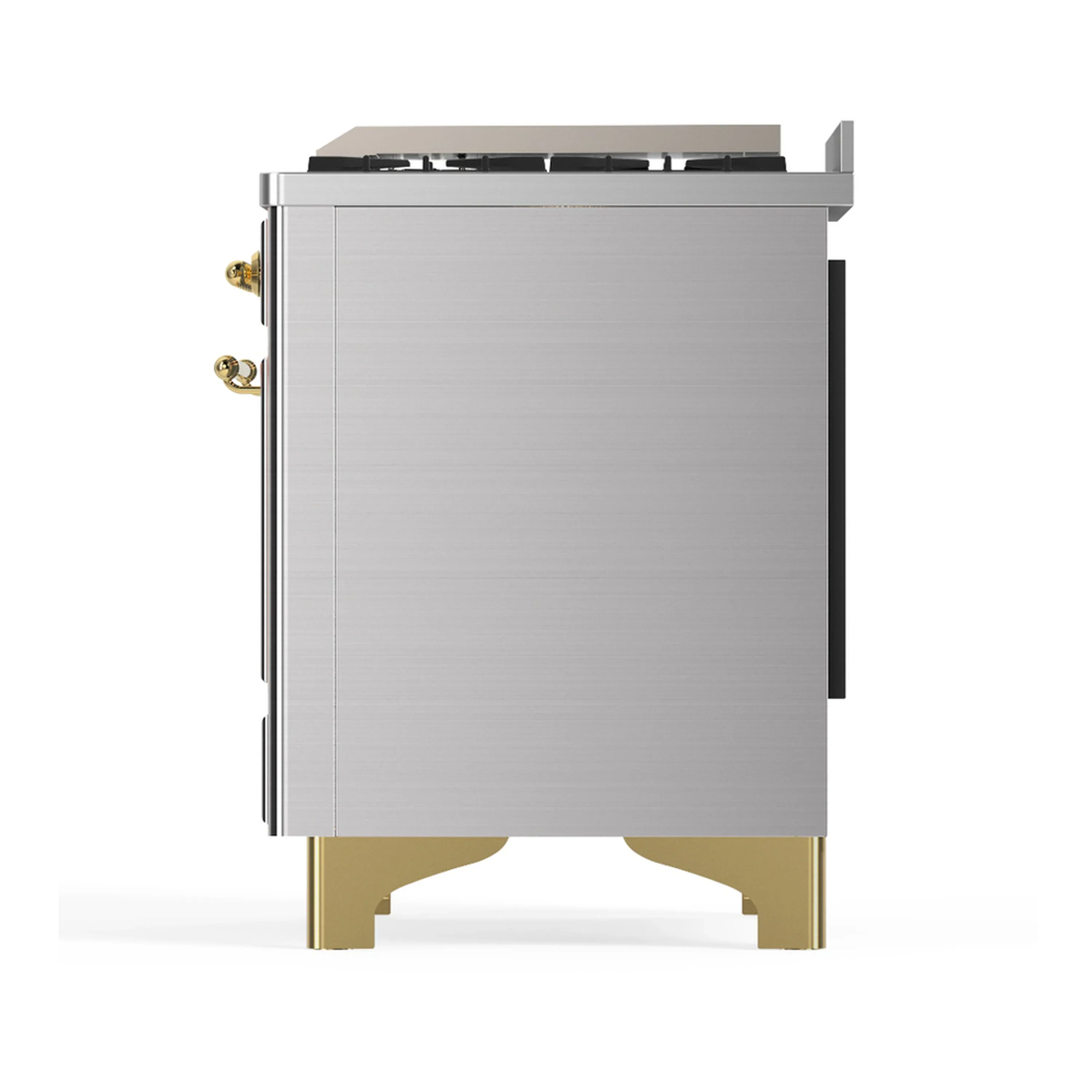 ILVE Majestic III 40-inch Dual Fuel Range with 6 Natural Gas Burner, Griddle and Triple Glass Door Electric Oven in Stainless Steel with Brass Trim (UMD40FNR3SSG) - Image 8