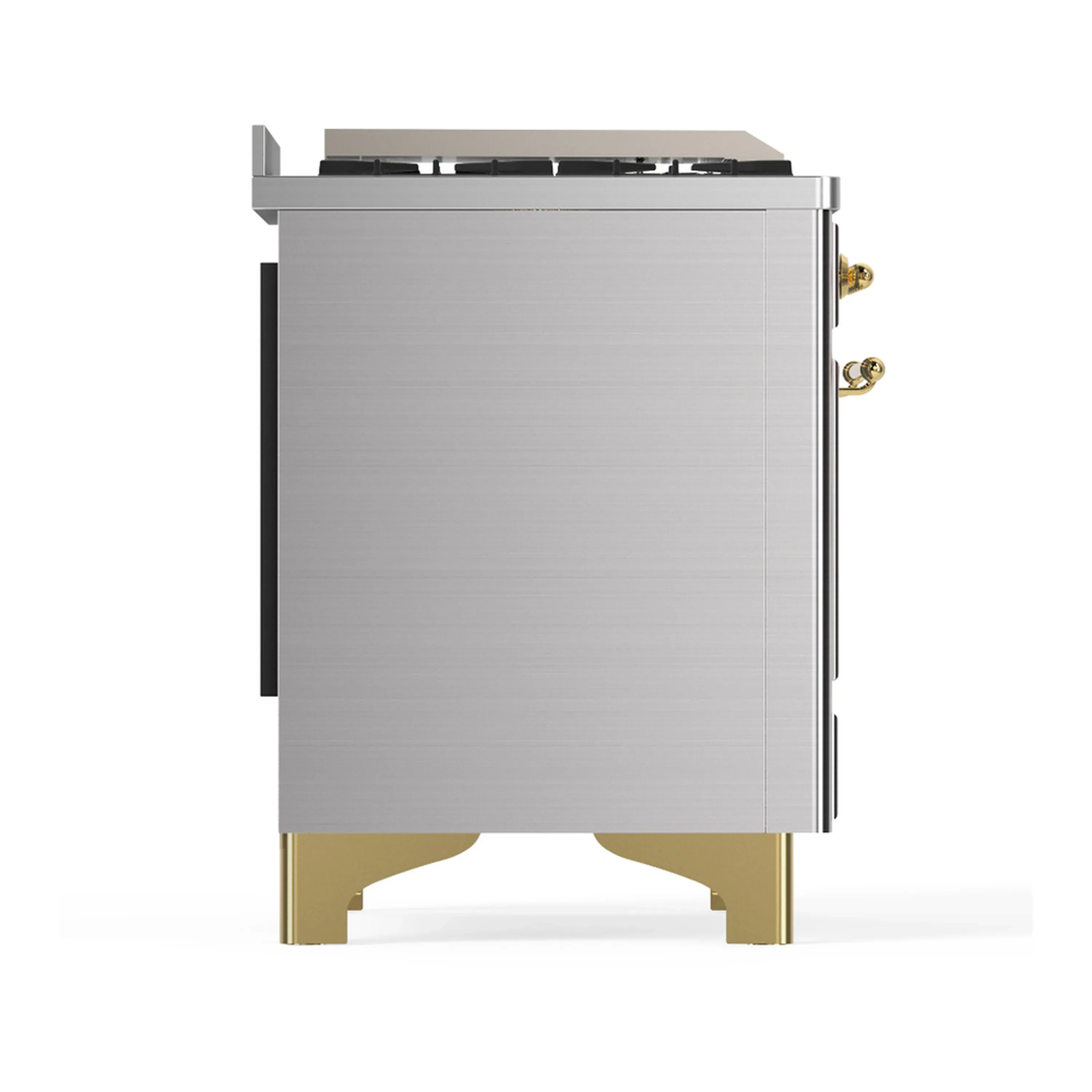 ILVE Majestic III 40-inch Dual Fuel Range with 6 Natural Gas Burner, Griddle and Triple Glass Door Electric Oven in Stainless Steel with Brass Trim (UMD40FNR3SSG) - Image 9