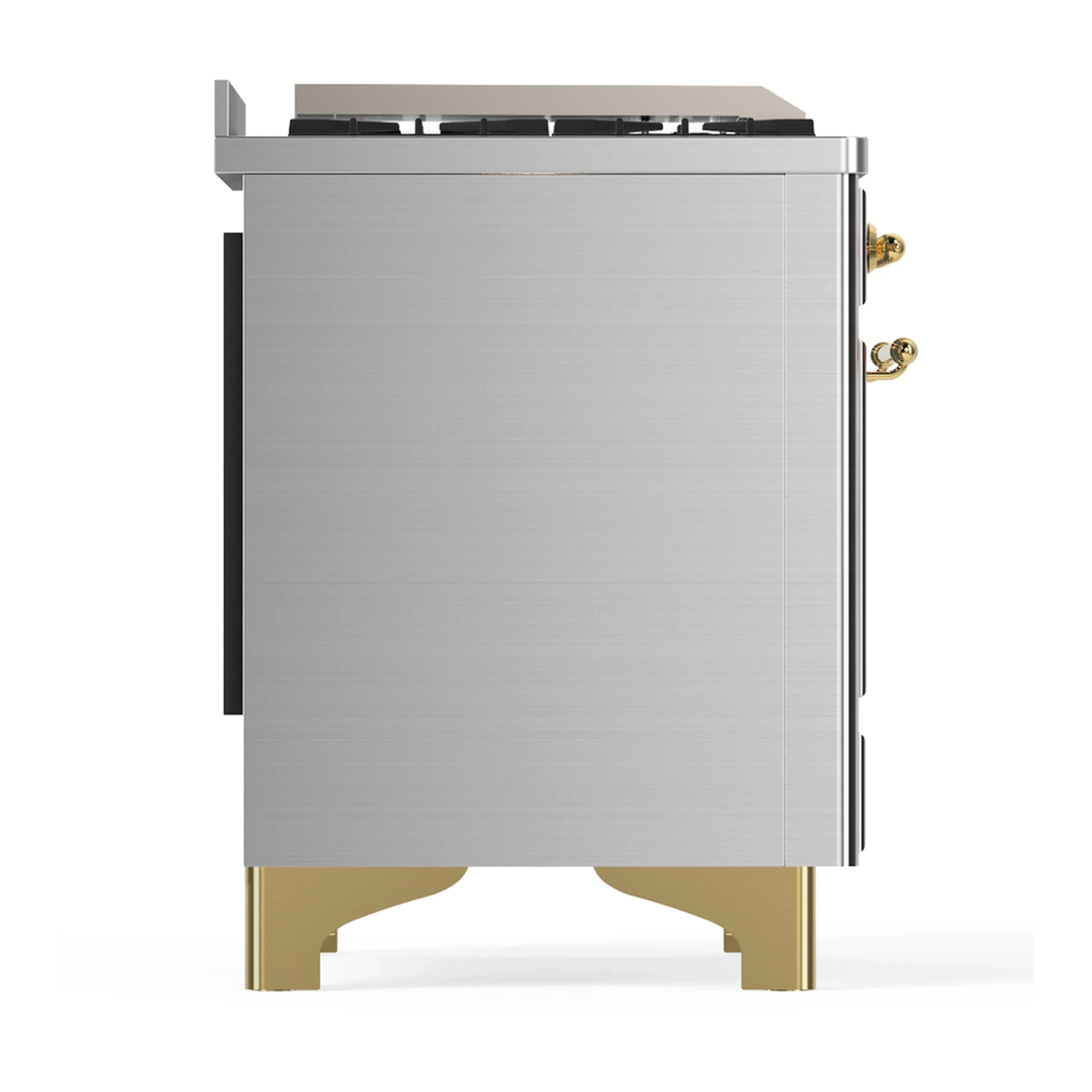 ILVE Majestic III 40-inch Dual Fuel Range with 6 Natural Gas Burner, Griddle and Solid Door Electric Oven in Stainless Steel with Brass Trim (UMD40FQNR3SSG) - Image 8