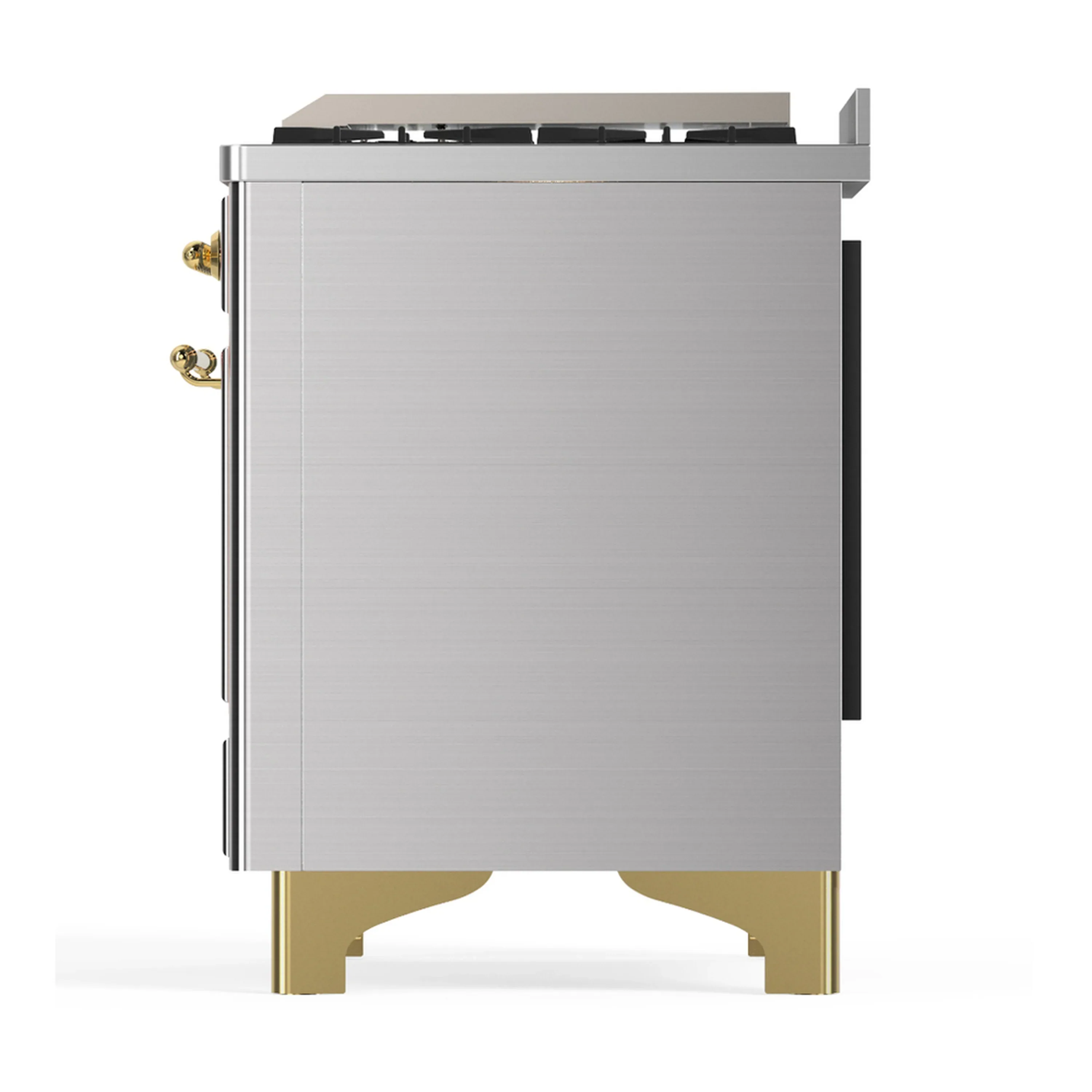 ILVE Majestic III 40-inch Dual Fuel Range with 6 Natural Gas Burner, Griddle and Solid Door Electric Oven in Stainless Steel with Brass Trim (UMD40FQNR3SSG) - Image 9