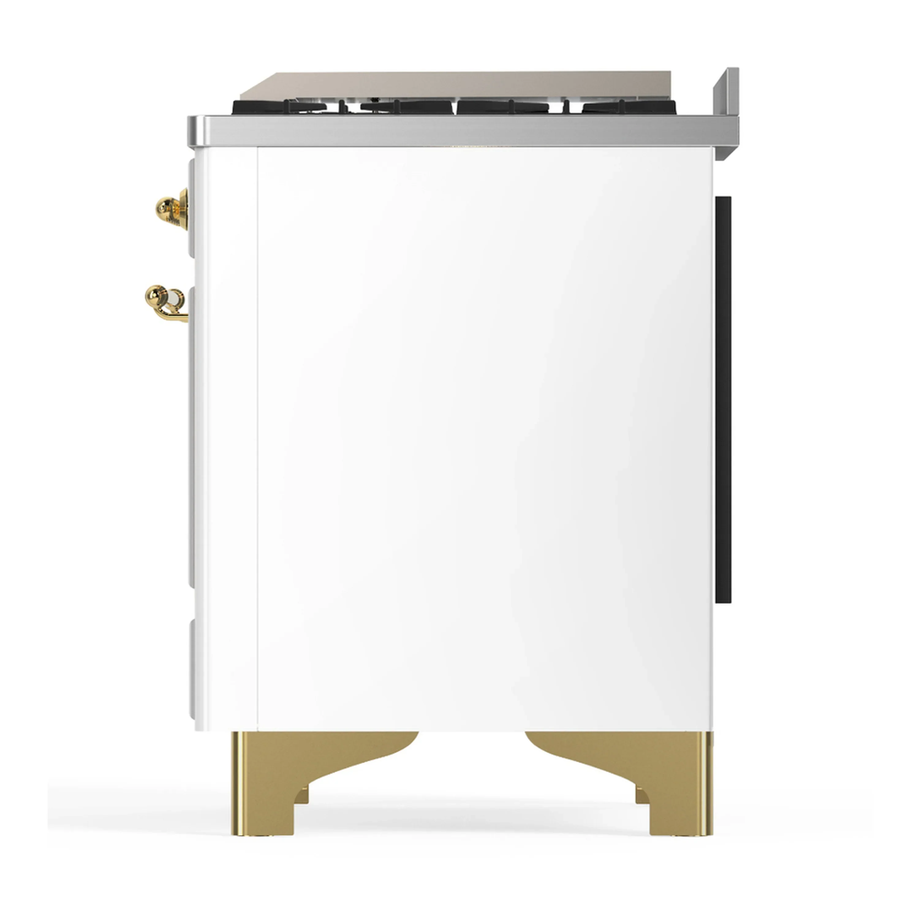 ILVE Majestic III 40-inch Dual Fuel Range with 6 Natural Gas Burner, Griddle and Triple Glass Door Electric Oven in White with Brass Trim (UMD40FNR3WHG) - Image 8