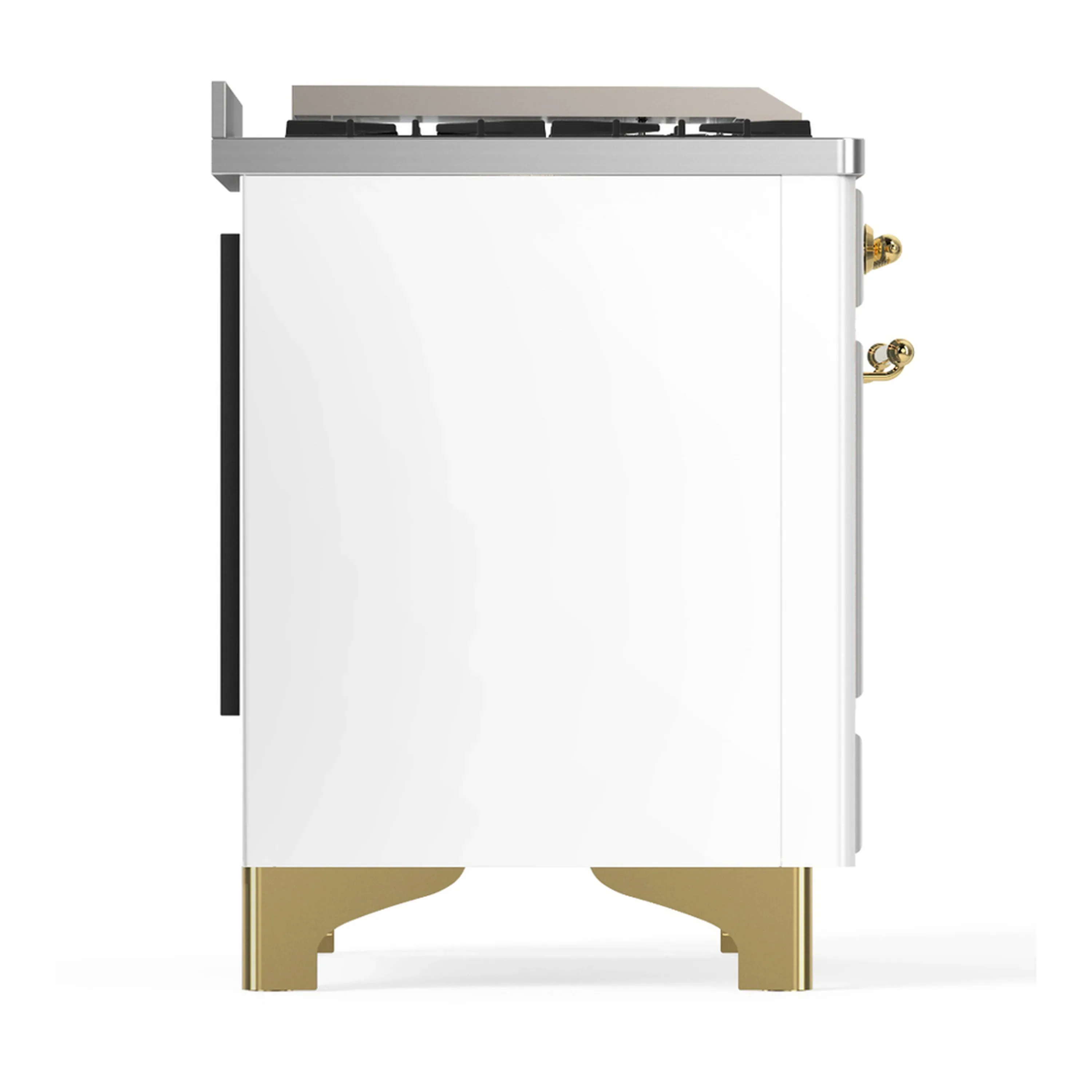 ILVE Majestic III 40-inch Dual Fuel Range with 6 Natural Gas Burner, Griddle and Triple Glass Door Electric Oven in White with Brass Trim (UMD40FNR3WHG) - Image 9