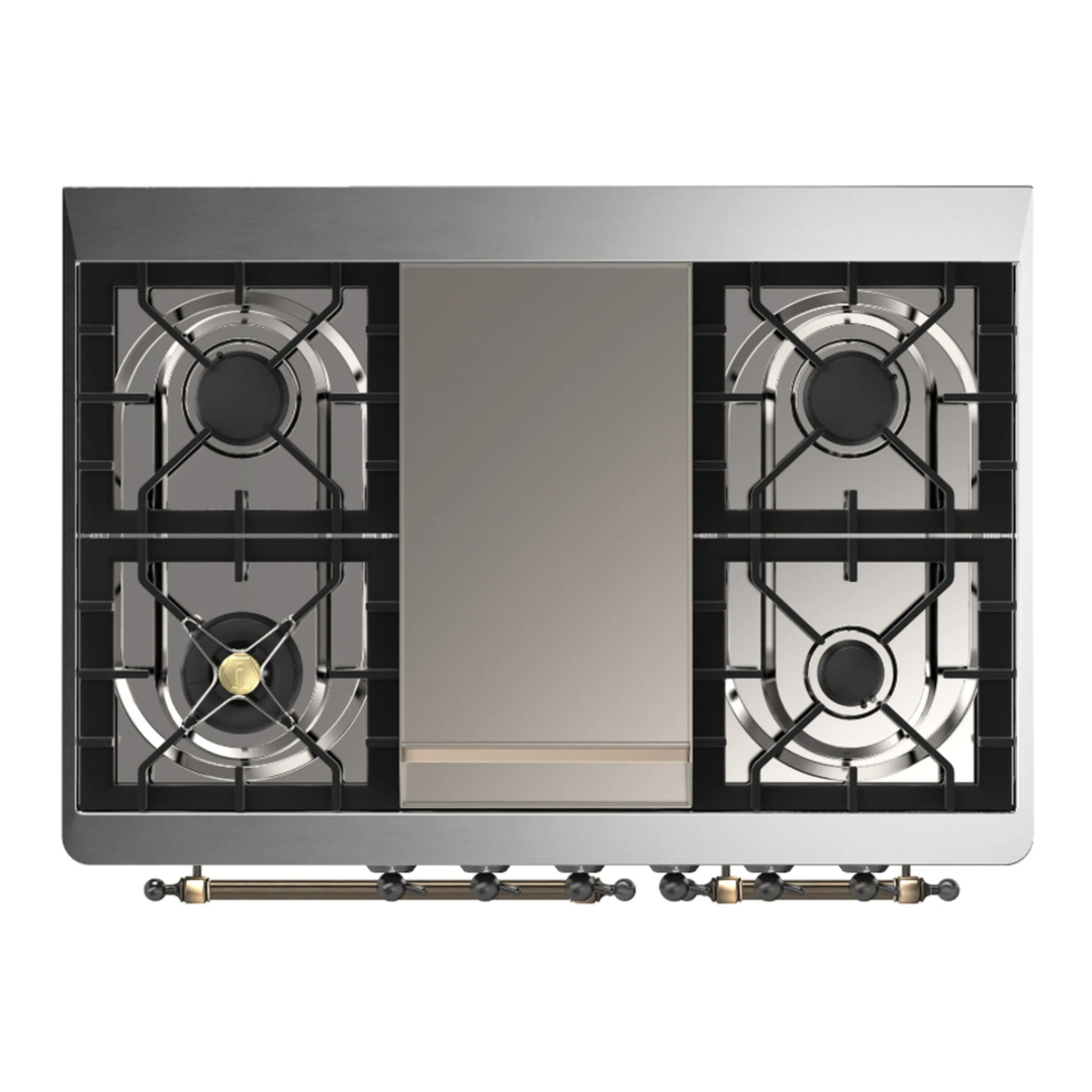 ILVE Majestic III 40-inch Dual Fuel Range with 6 Natural Gas Burner, Griddle and Triple Glass Door Electric Oven in Blue Grey with Burnished Trim (UMD40FNR3BGB) - Image 2