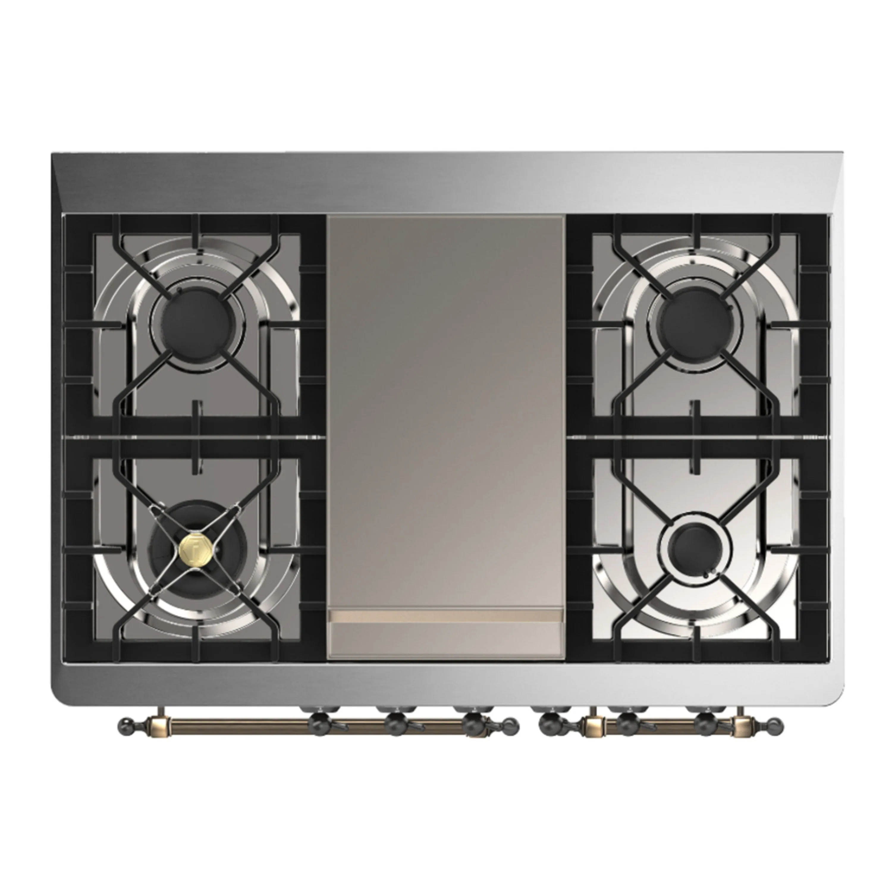 ILVE Majestic III 40-inch Dual Fuel Range with 6 Natural Gas Burner, Griddle and Triple Glass Door Electric Oven in Emerald Green with Burnished Trim (UMD40FNR3EGB) - Image 2