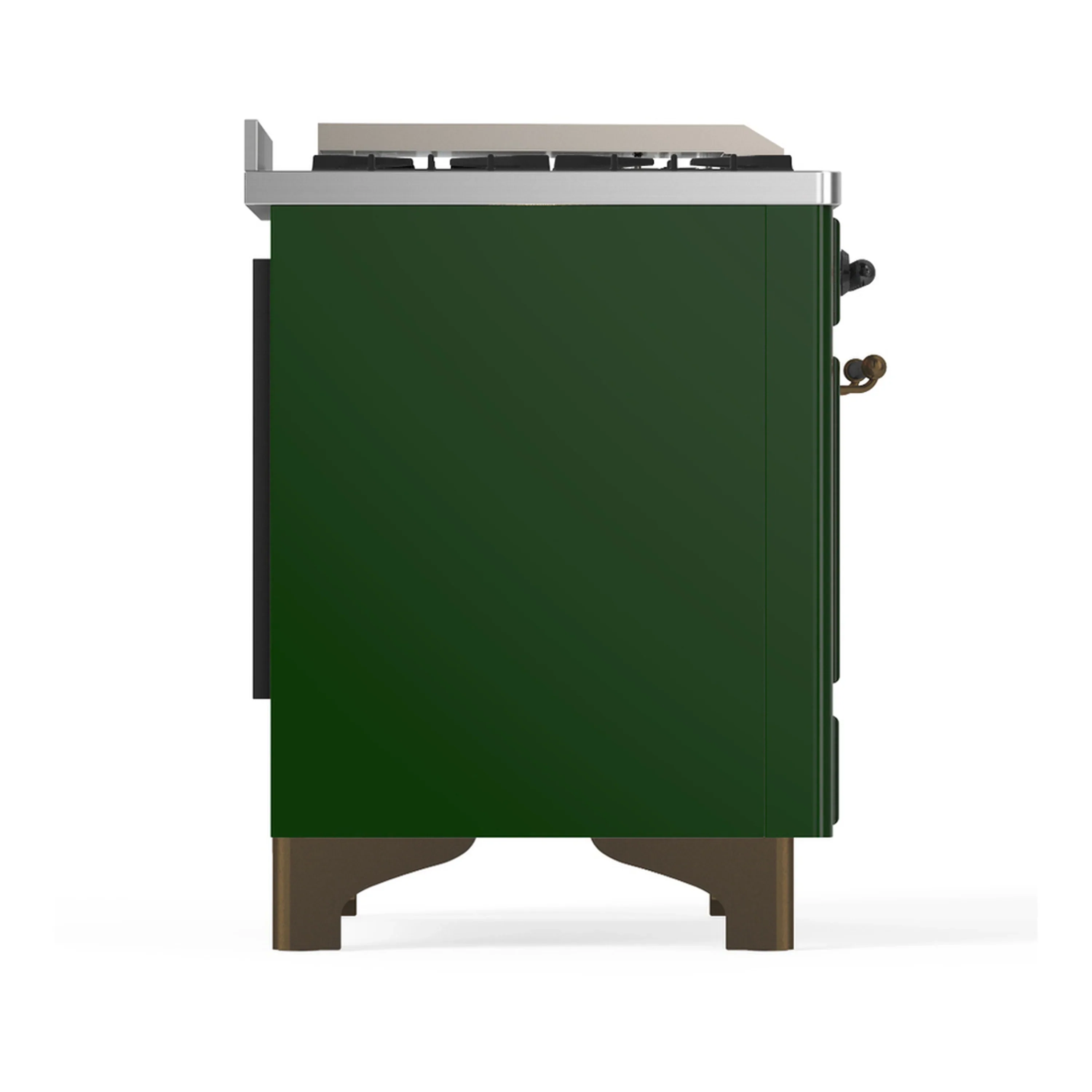 ILVE Majestic III 40-inch Dual Fuel Range with 6 Natural Gas Burner, Griddle and Solid Door Electric Oven in Emerald Green with Burnished Trim (UMD40FQNR3EGB) - Image 8